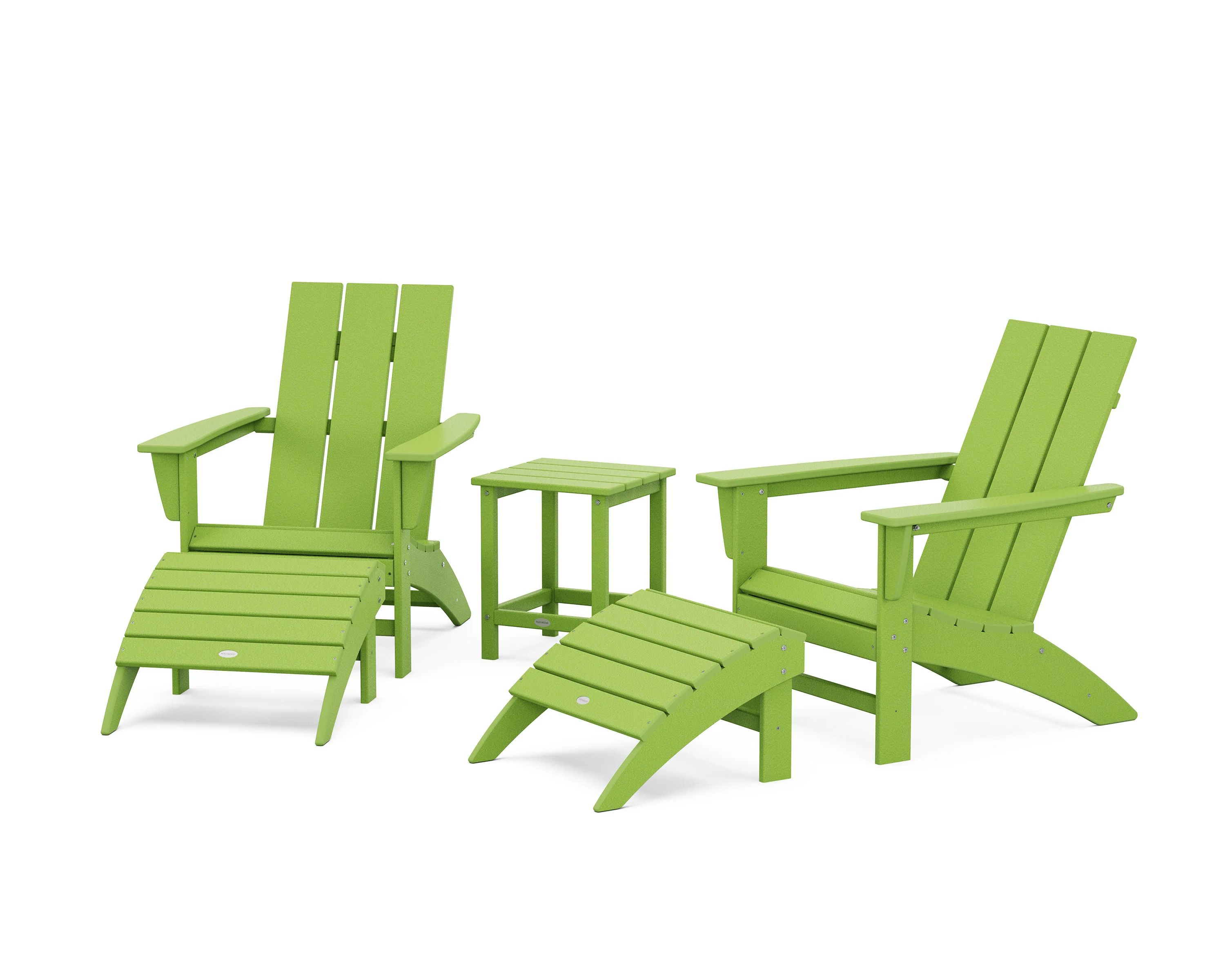 Modern Adirondack Chair 5-Piece Set with Ottomans and 18" Side Table - Image 9