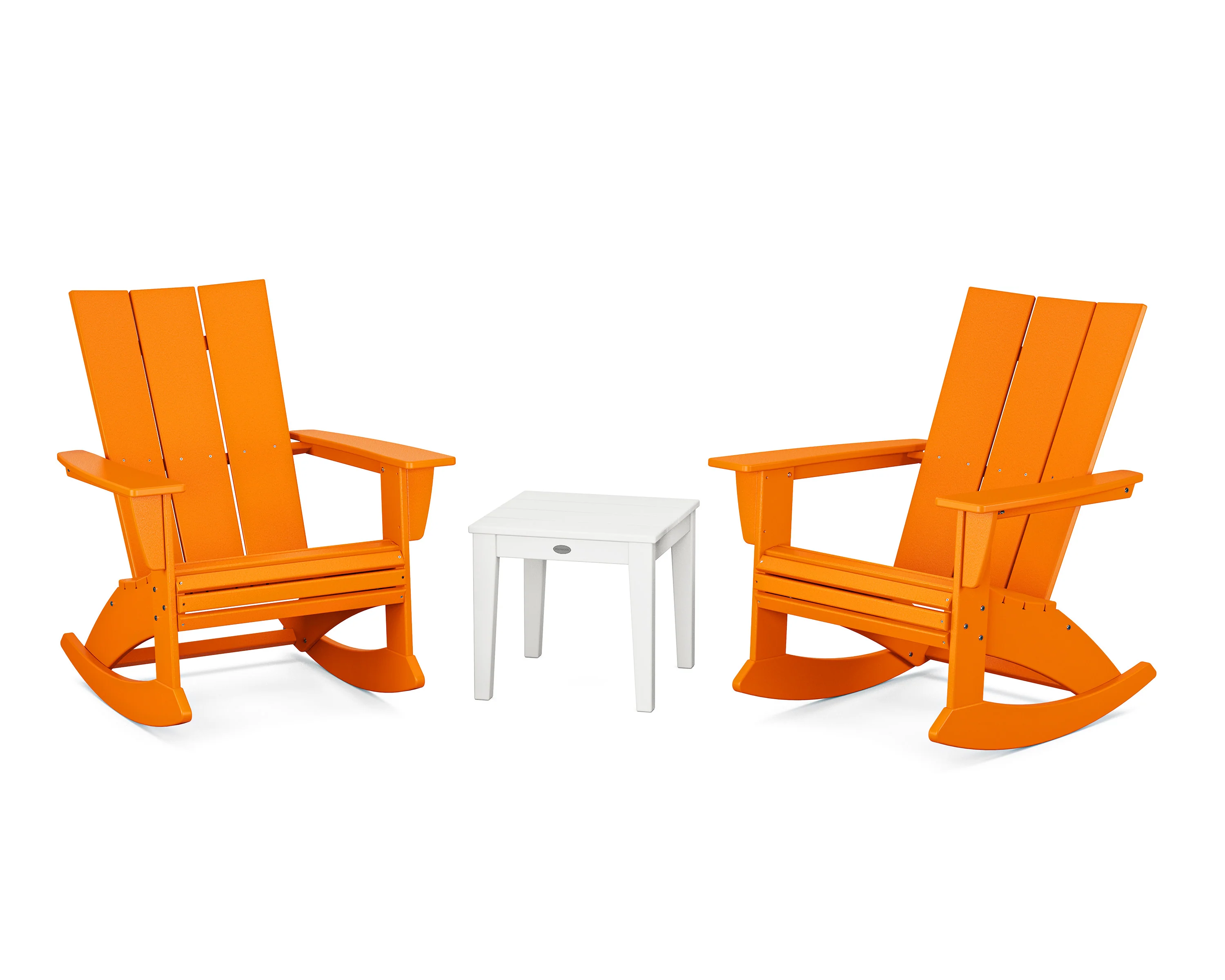 Modern Curveback 3-Piece Adirondack Rocking Chair Set - Image 11