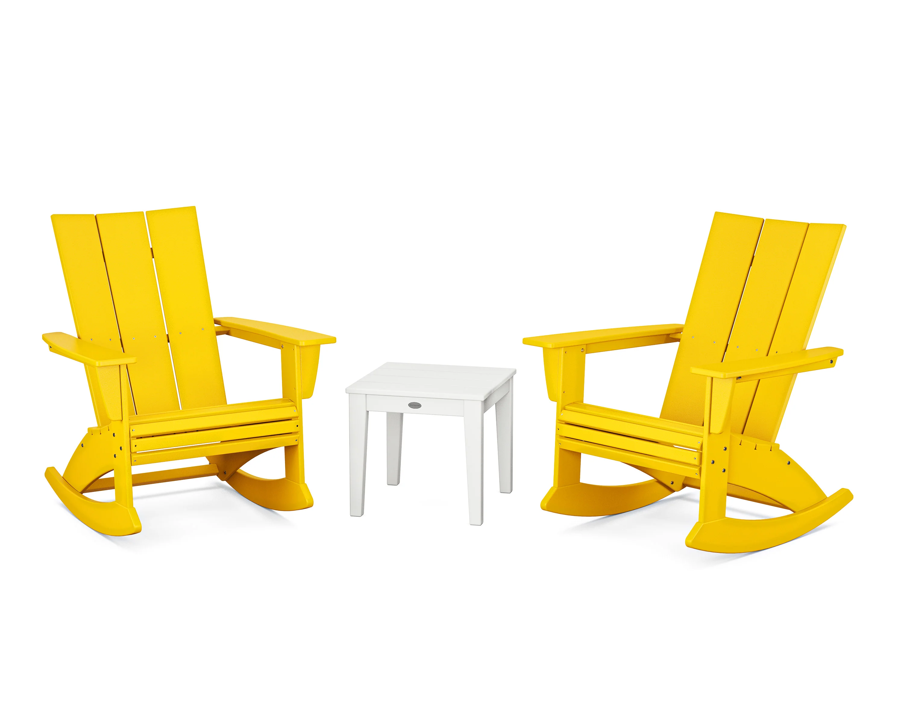 Modern Curveback 3-Piece Adirondack Rocking Chair Set - Image 13