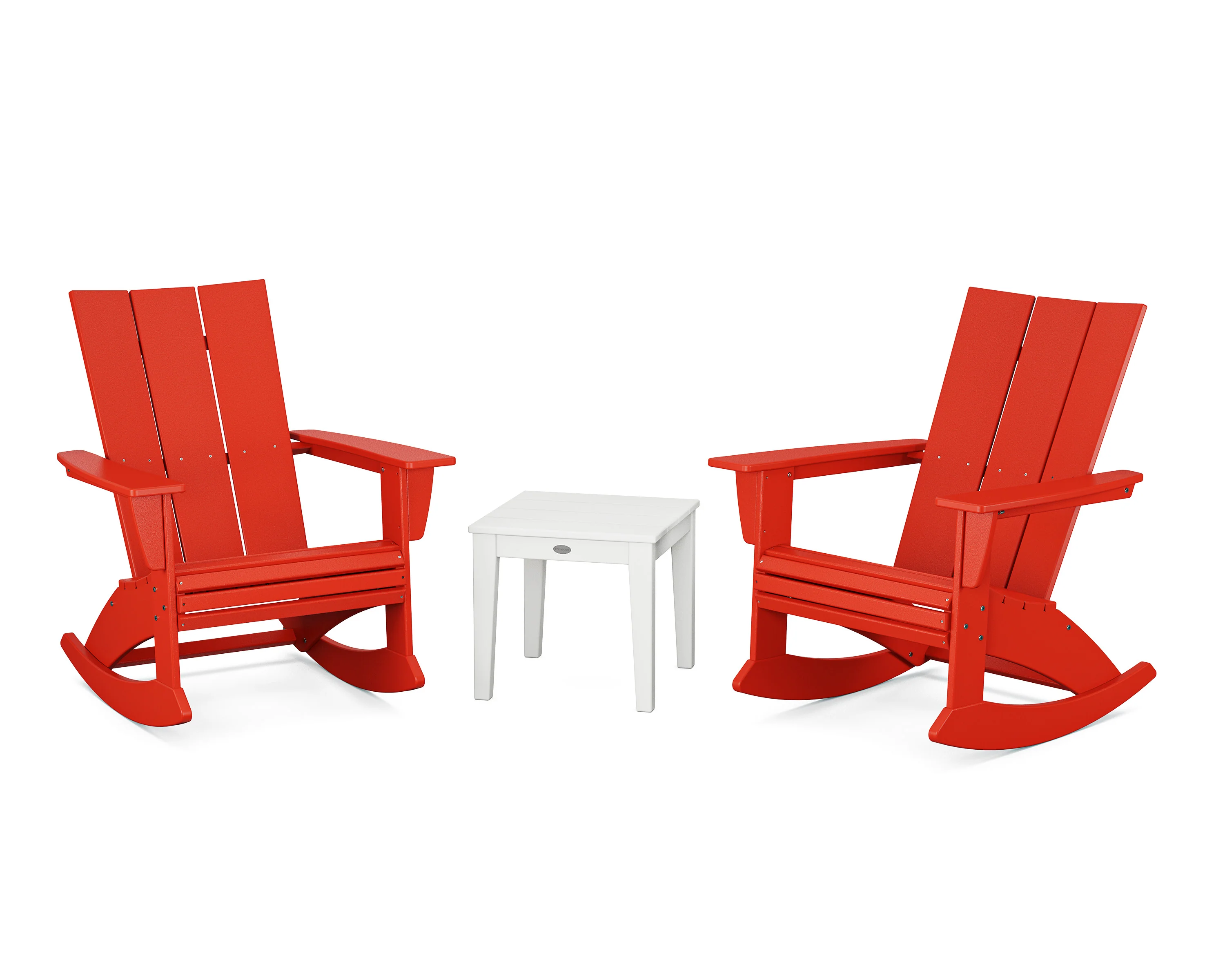Modern Curveback 3-Piece Adirondack Rocking Chair Set - Image 16