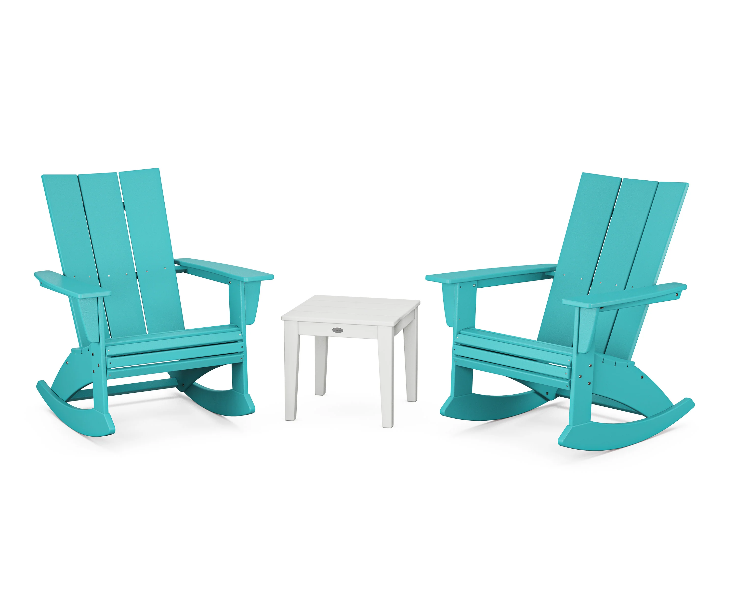 Modern Curveback 3-Piece Adirondack Rocking Chair Set - Image 4