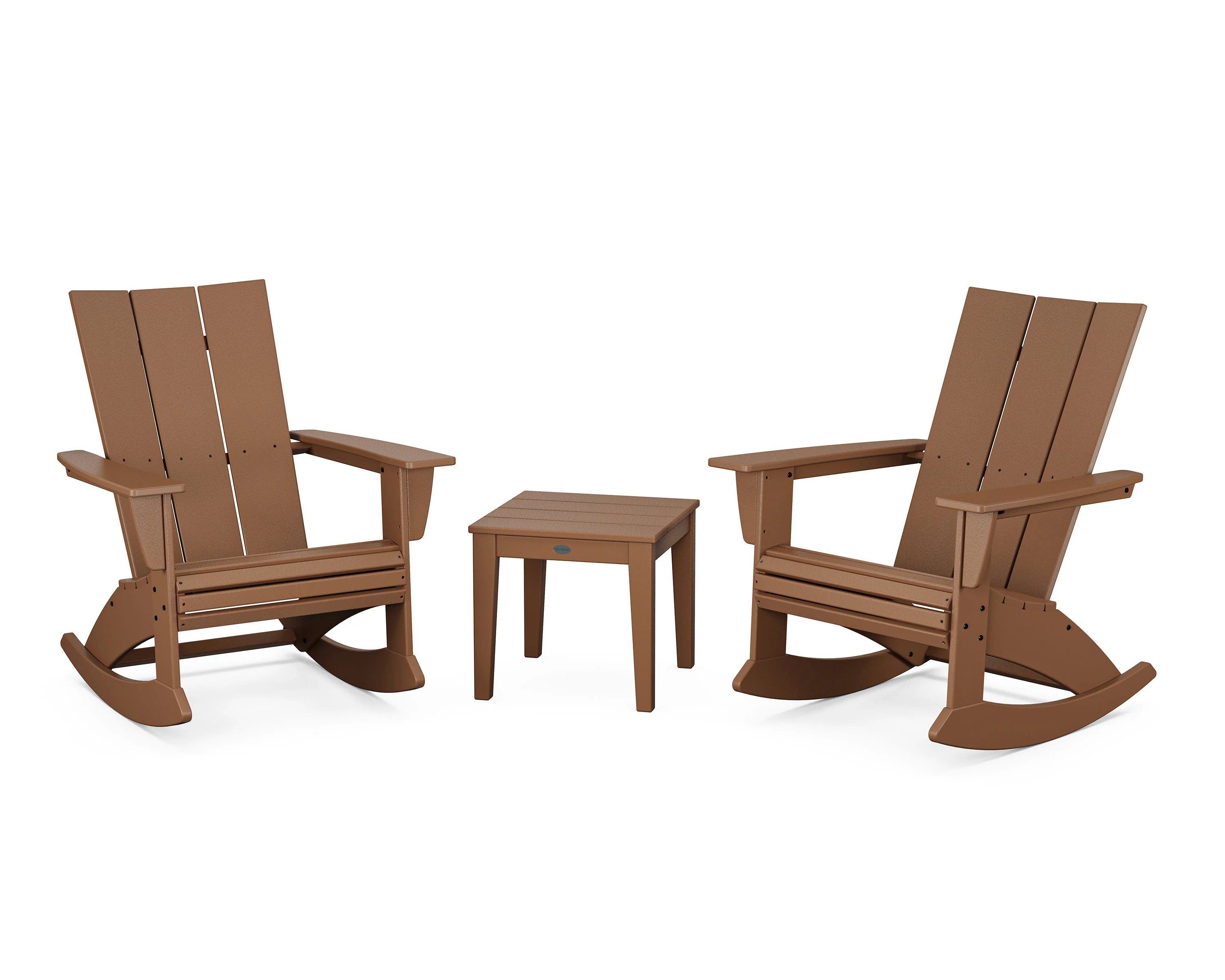 Modern Curveback 3-Piece Adirondack Rocking Chair Set - Image 6