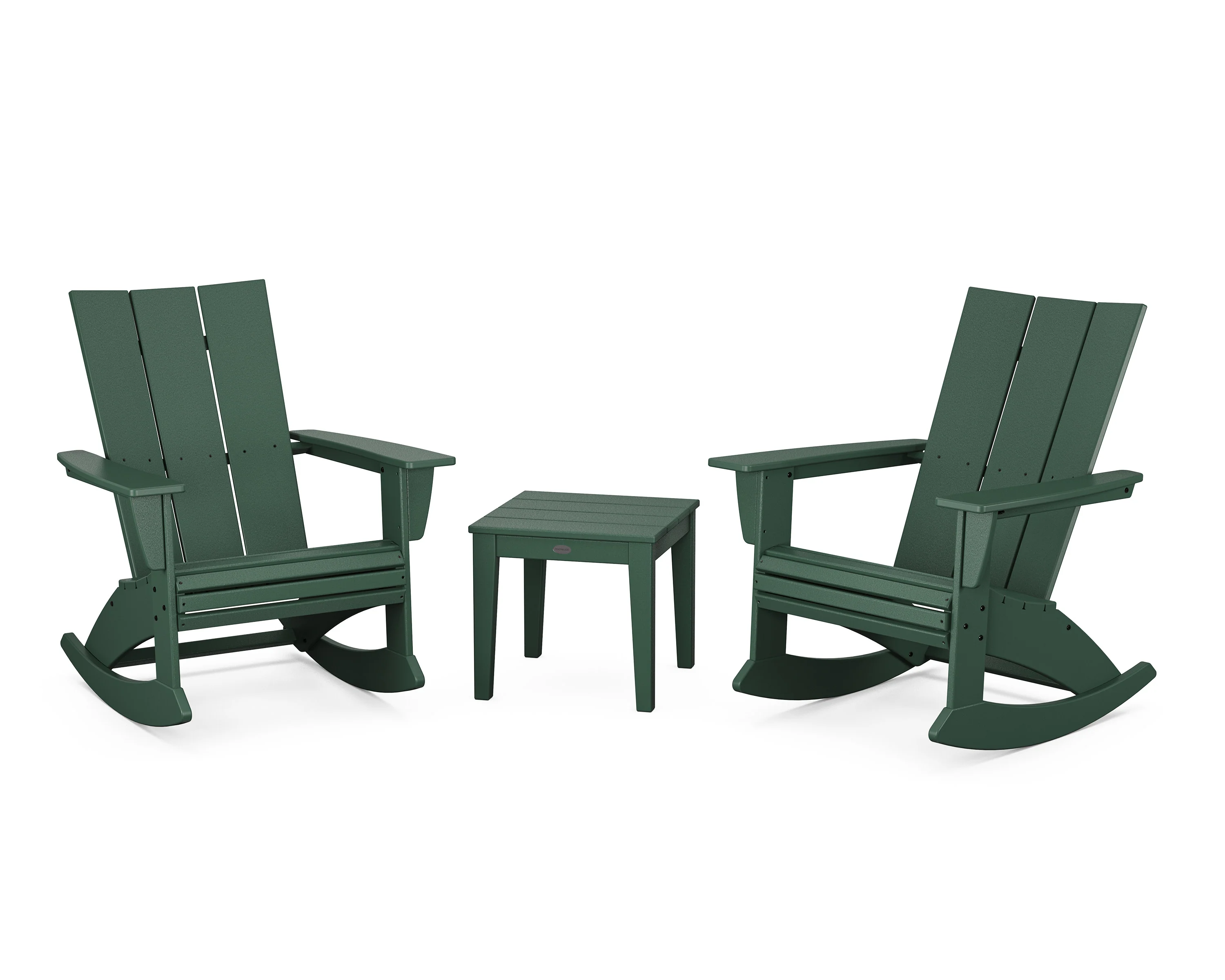 Modern Curveback 3-Piece Adirondack Rocking Chair Set - Image 7