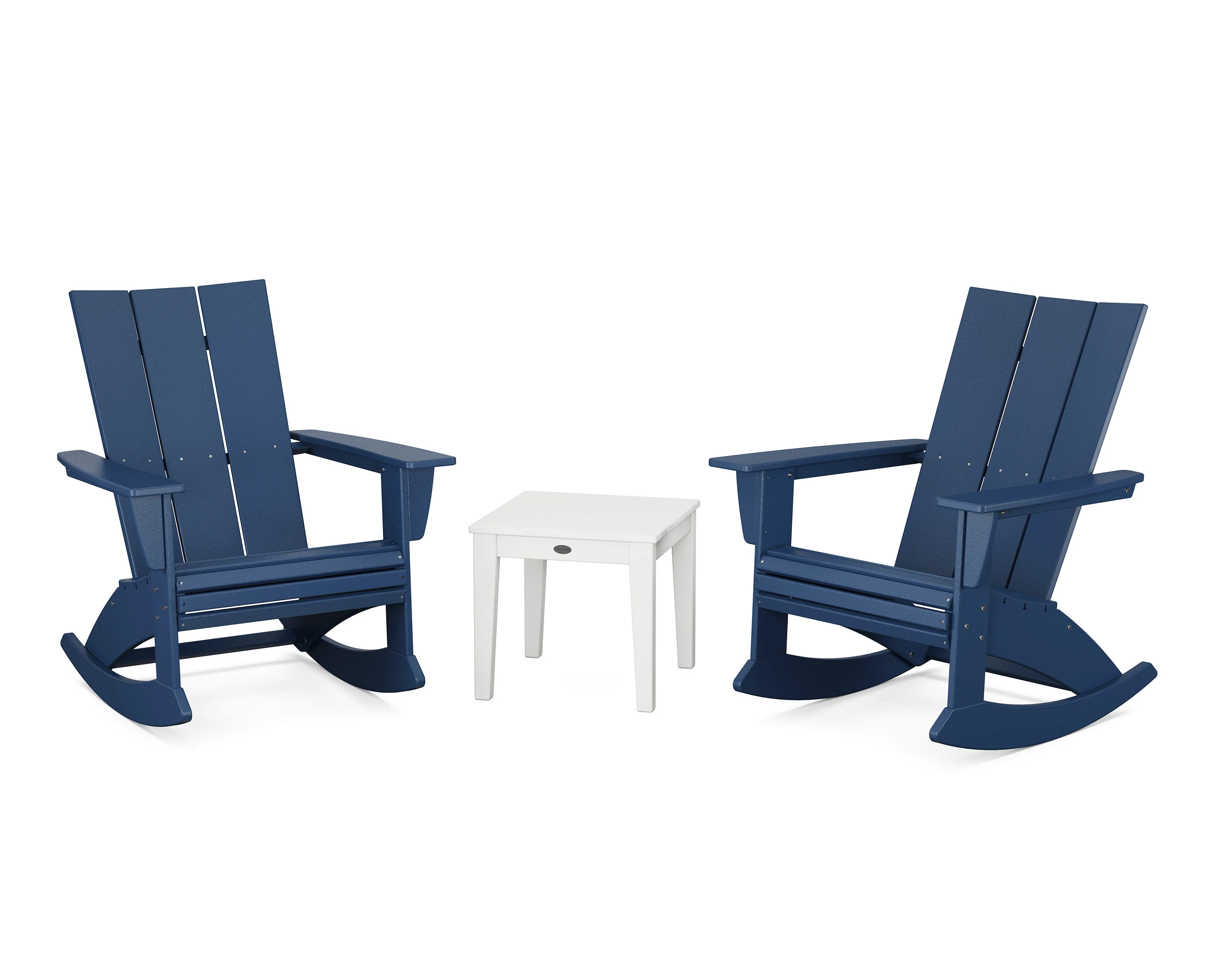 Modern Curveback 3-Piece Adirondack Rocking Chair Set - Image 9