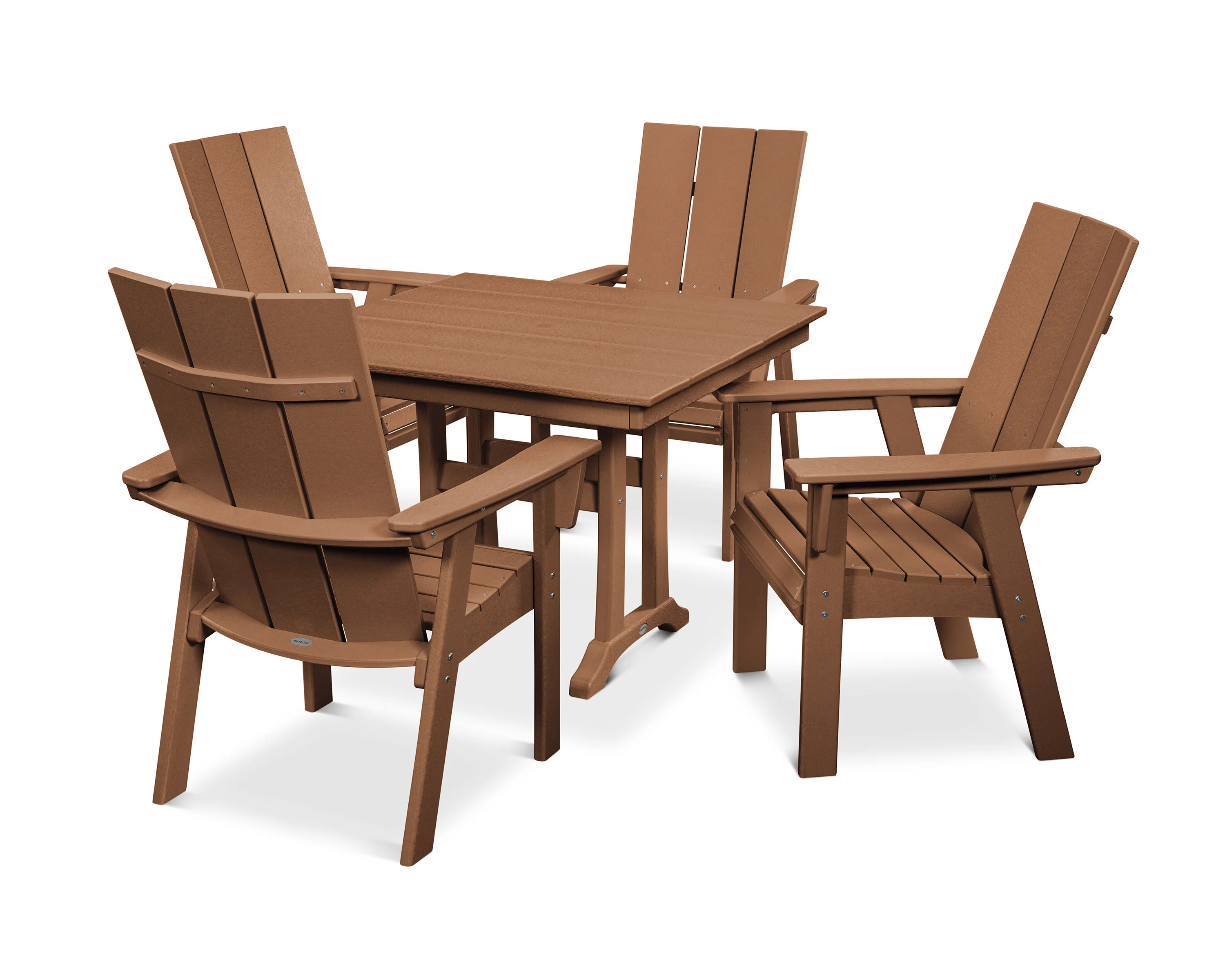 Modern Curveback Adirondack 5-Piece Farmhouse Trestle Dining Set - Image 10