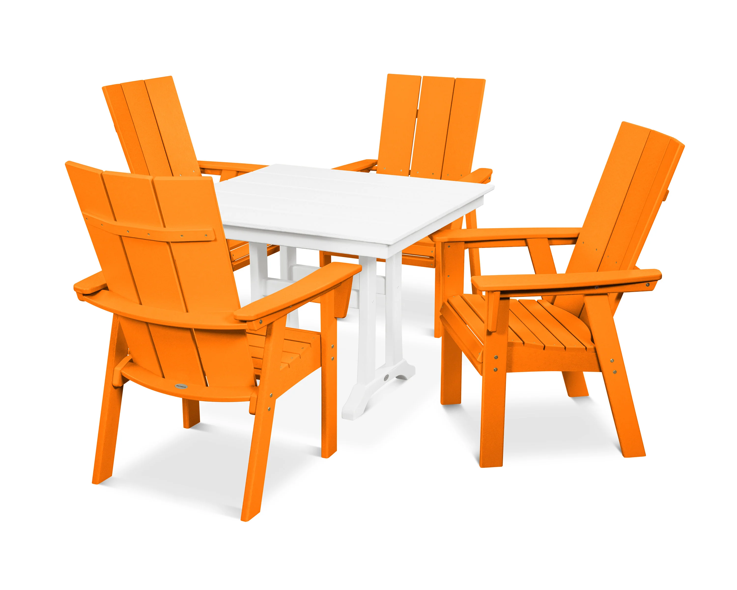 Modern Curveback Adirondack 5-Piece Farmhouse Trestle Dining Set - Image 12