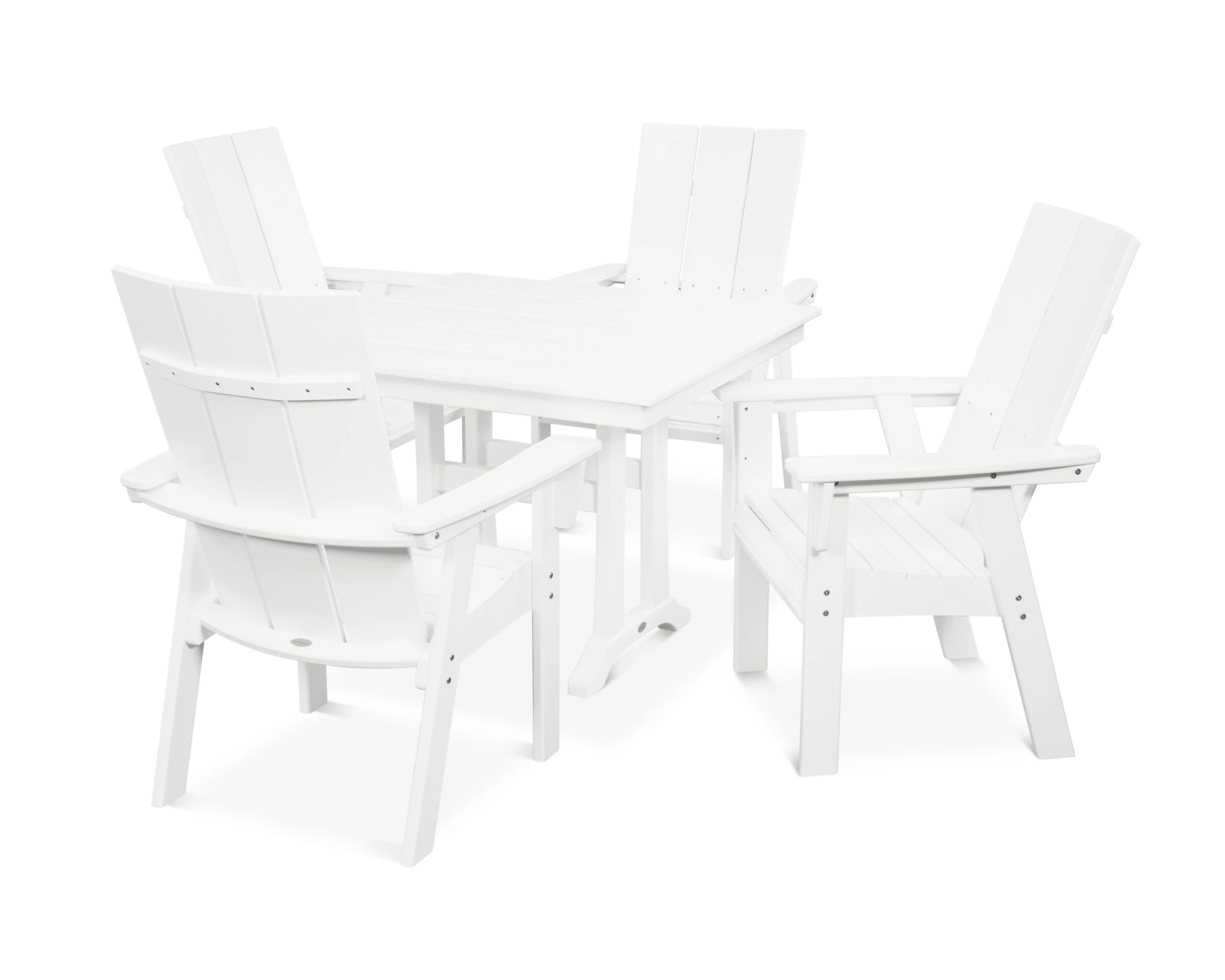 Modern Curveback Adirondack 5-Piece Farmhouse Trestle Dining Set - Image 13