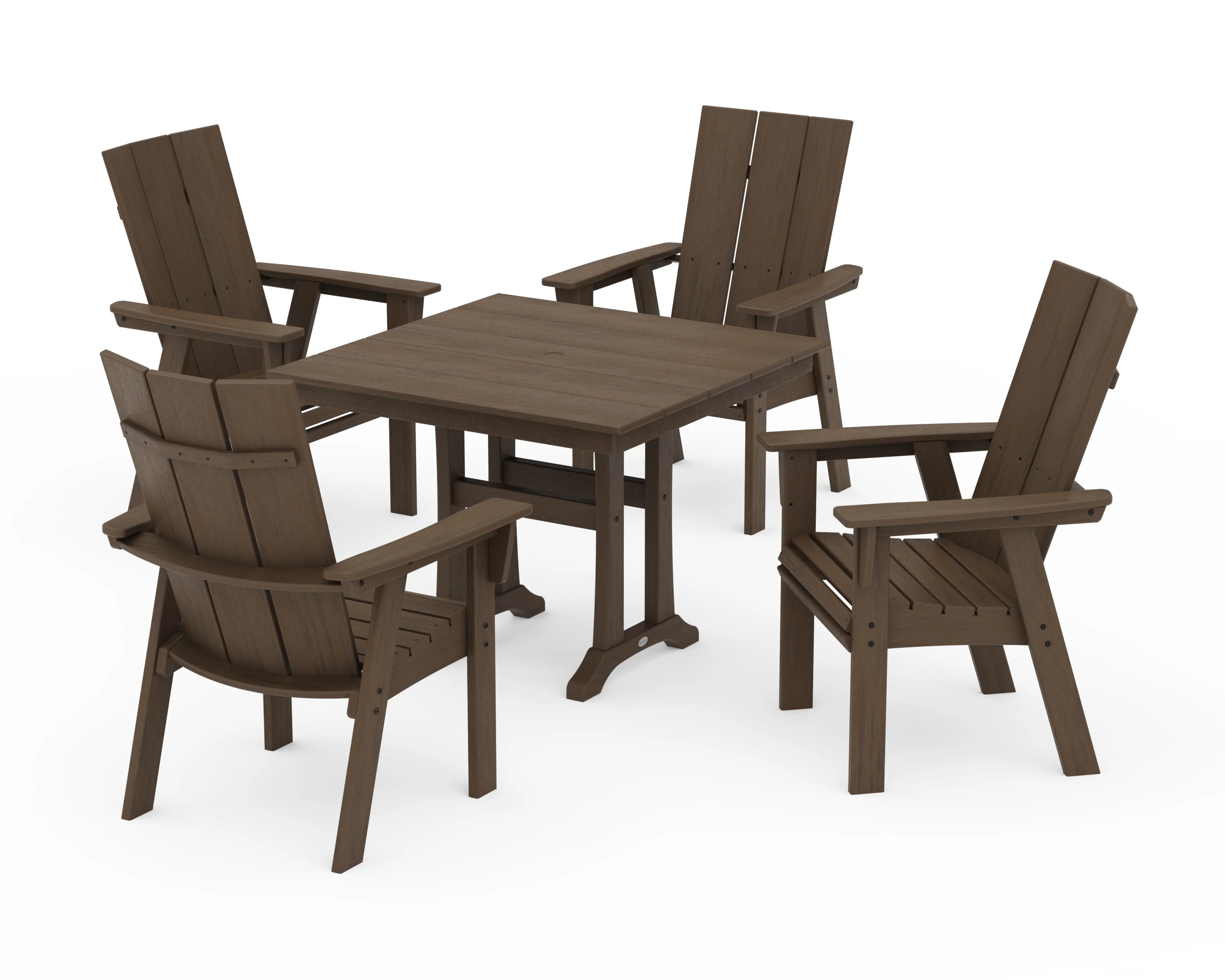 Modern Curveback Adirondack 5-Piece Farmhouse Trestle Dining Set - Image 19