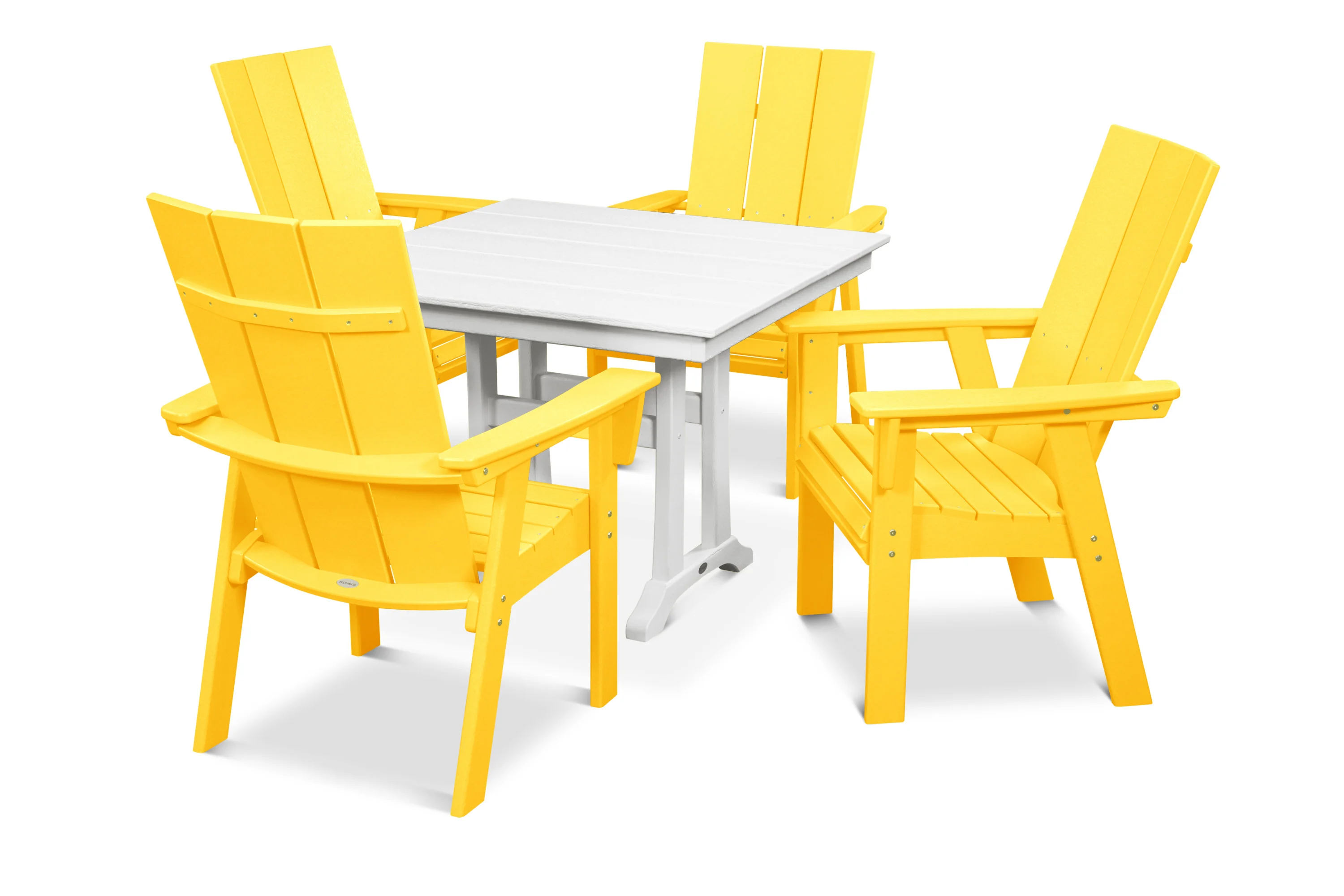 Modern Curveback Adirondack 5-Piece Farmhouse Trestle Dining Set - Image 6