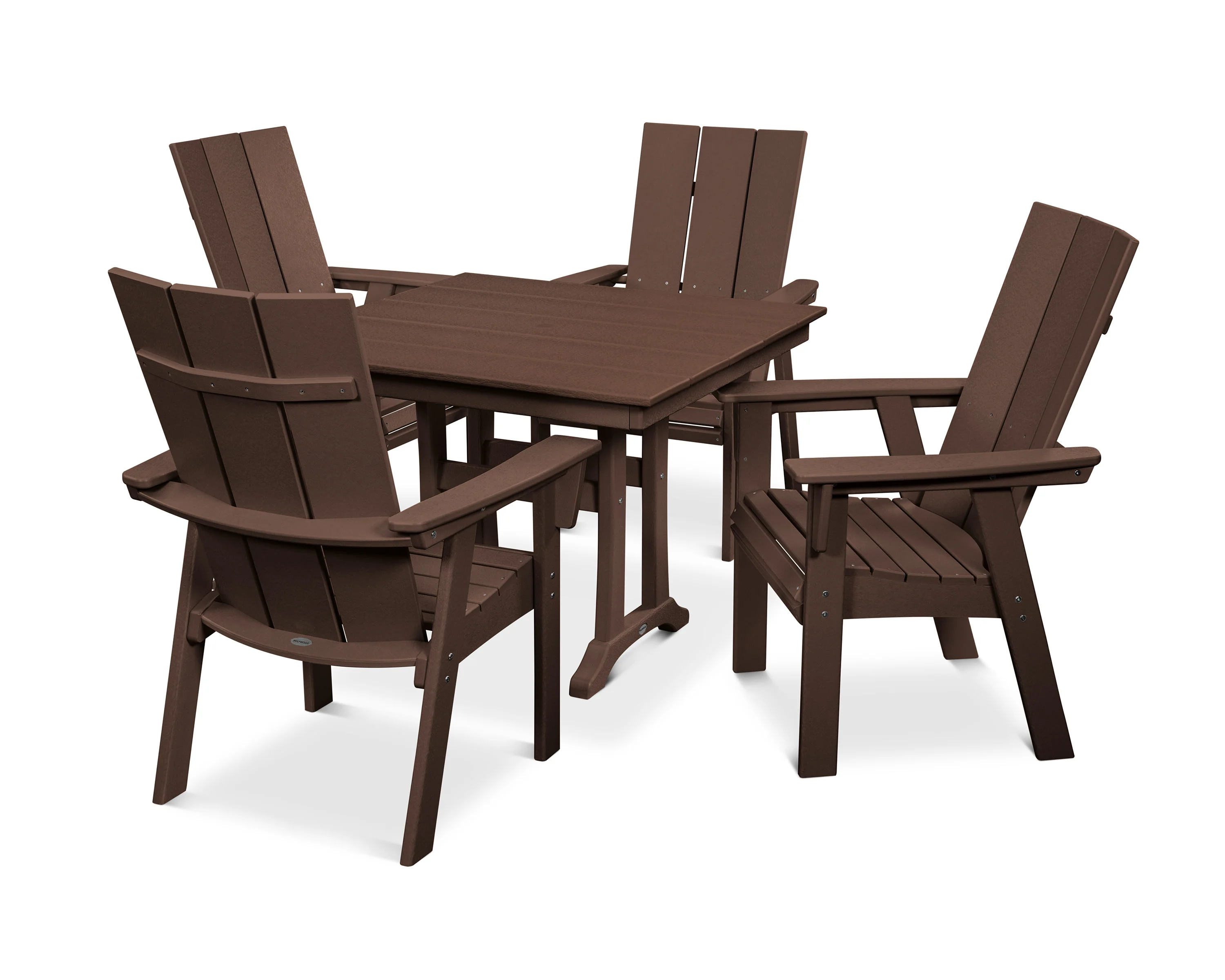 Modern Curveback Adirondack 5-Piece Farmhouse Trestle Dining Set - Image 8
