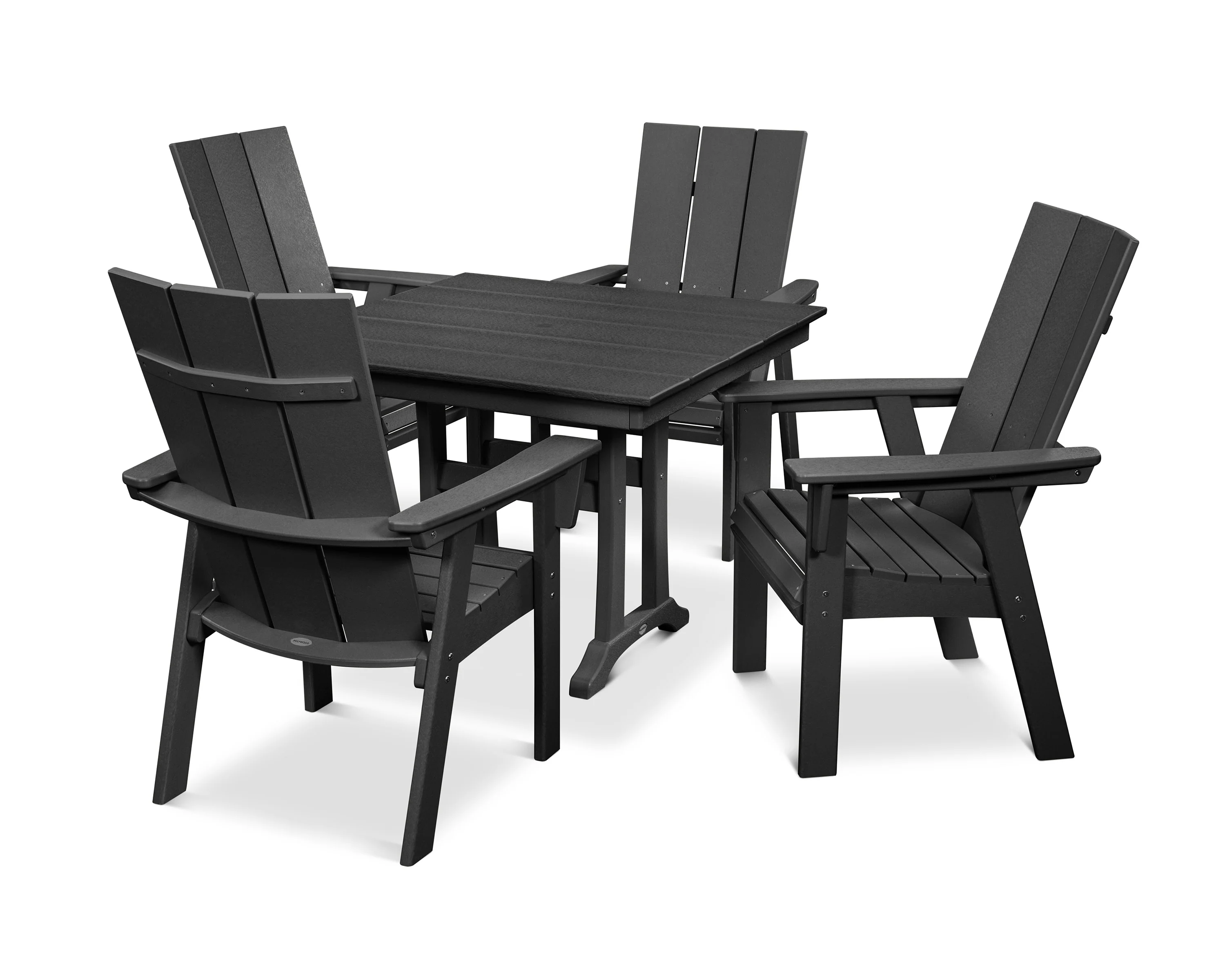 Modern Curveback Adirondack 5-Piece Farmhouse Trestle Dining Set - Image 9