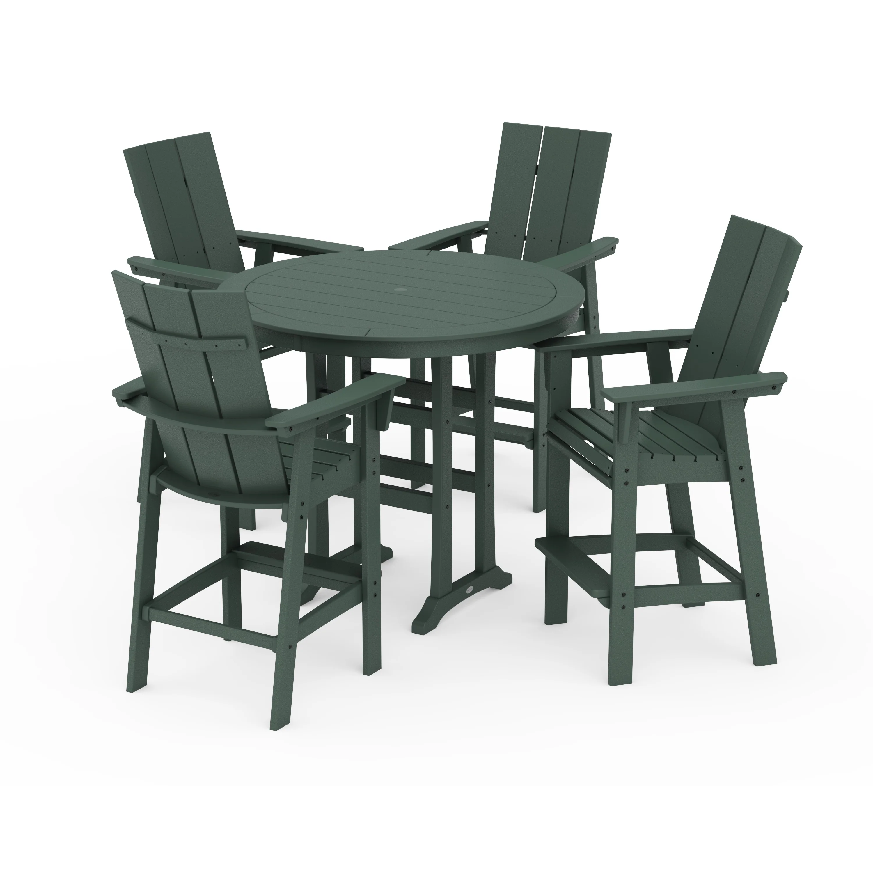 Modern Curveback Adirondack 5-Piece Nautical Trestle Bar Set - Image 11