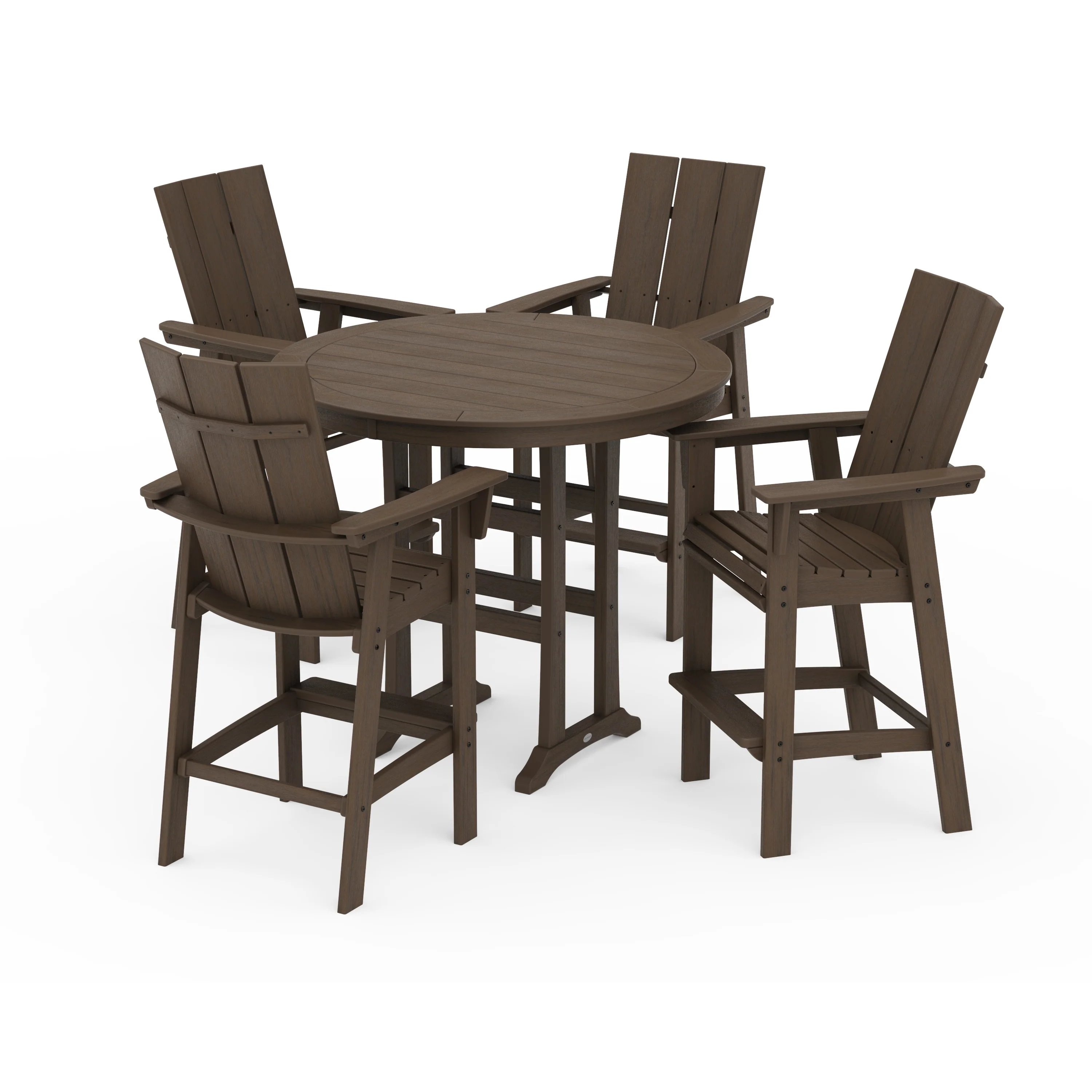 Modern Curveback Adirondack 5-Piece Nautical Trestle Bar Set - Image 12