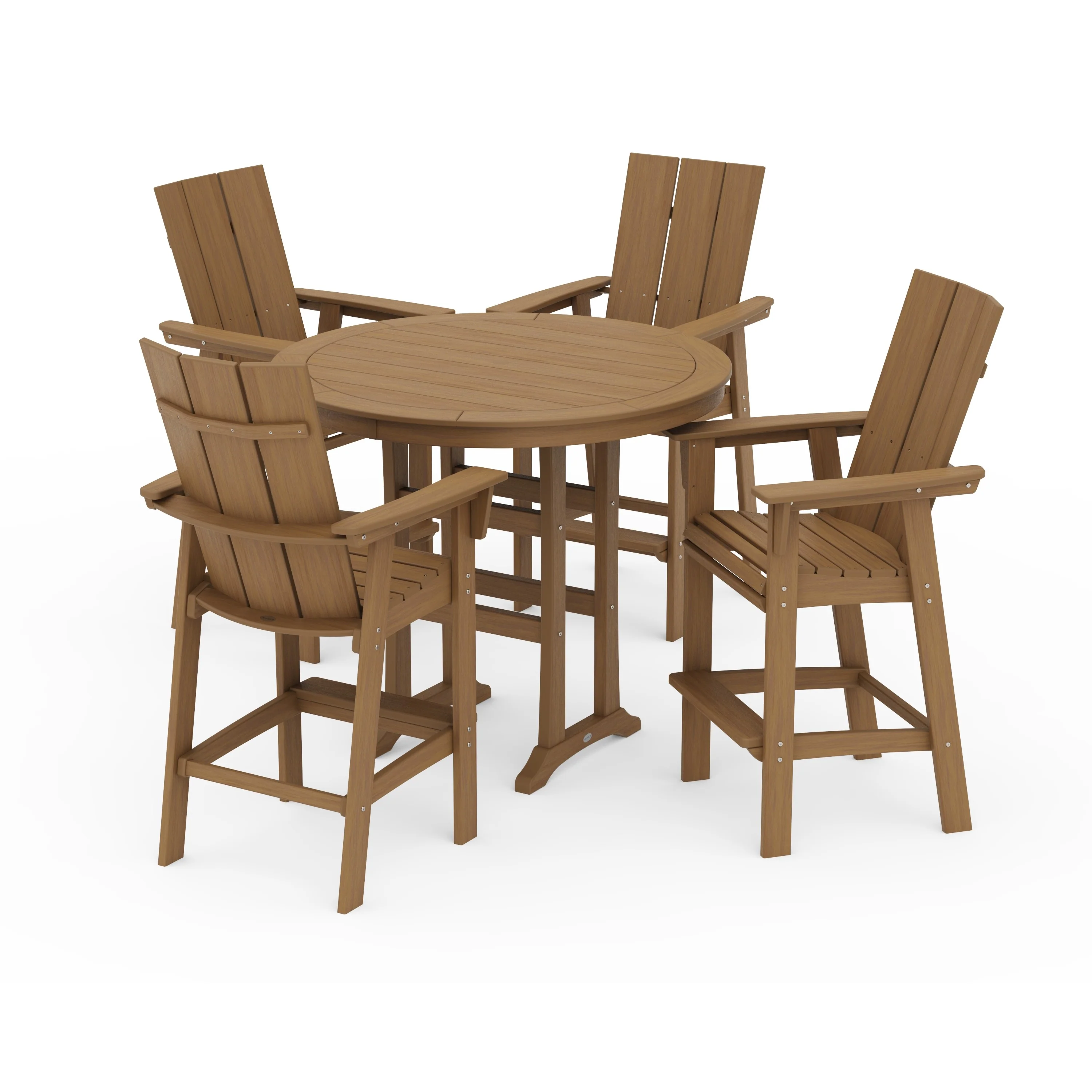 Modern Curveback Adirondack 5-Piece Nautical Trestle Bar Set - Image 14