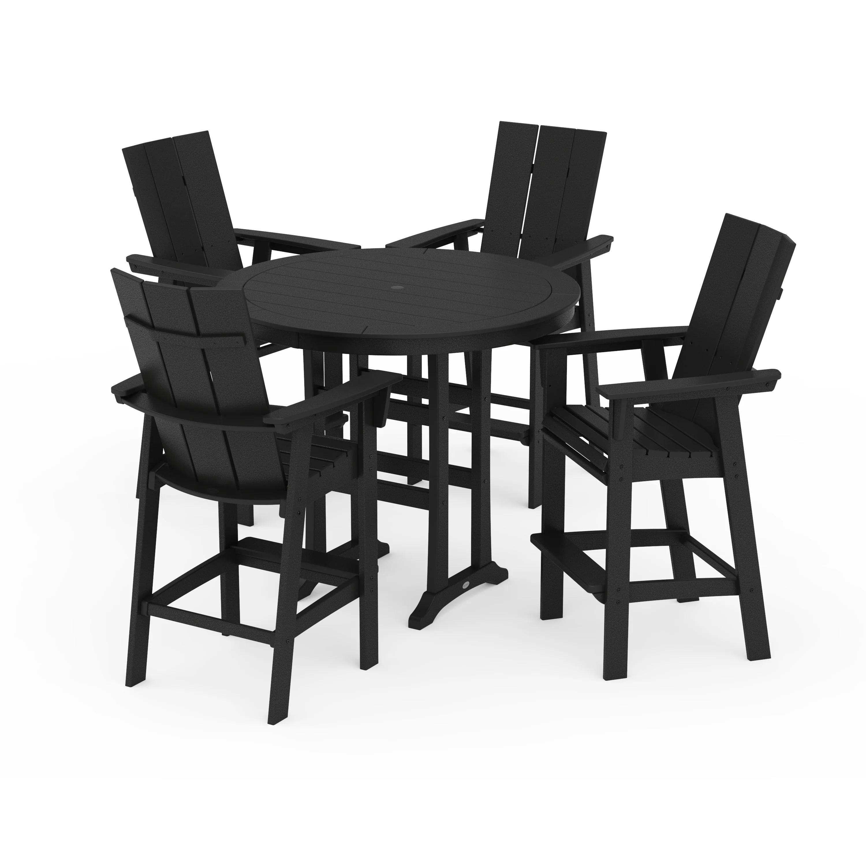 Modern Curveback Adirondack 5-Piece Nautical Trestle Bar Set - Image 15