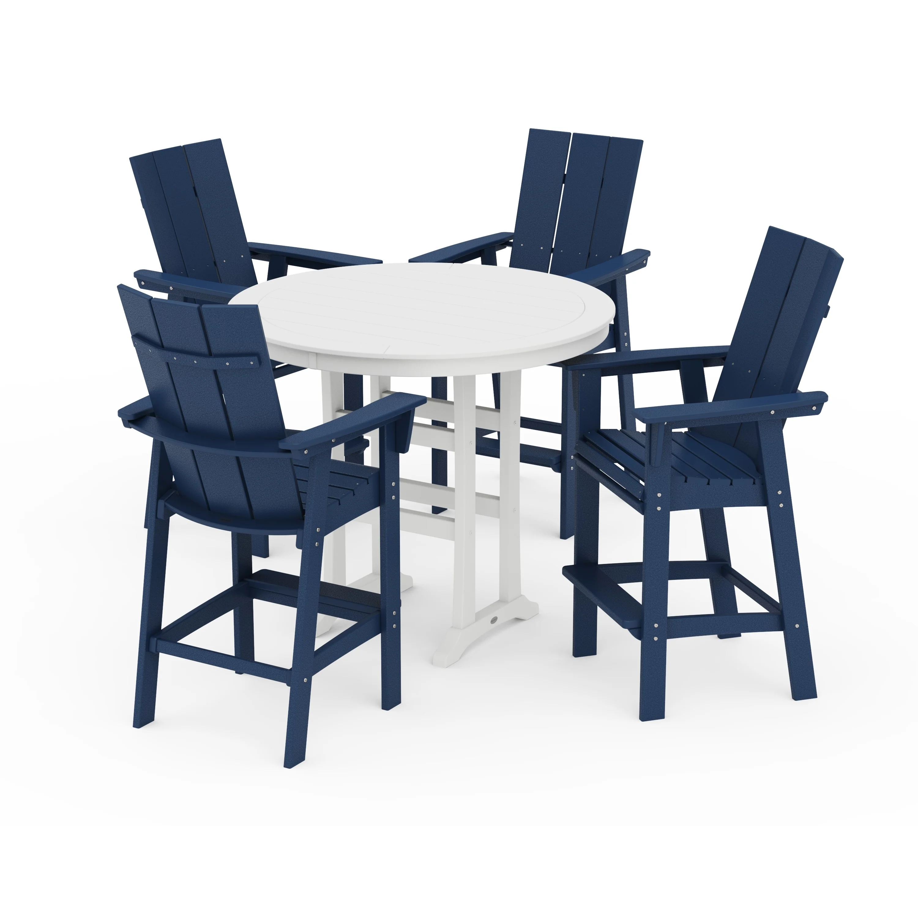 Modern Curveback Adirondack 5-Piece Nautical Trestle Bar Set - Image 17