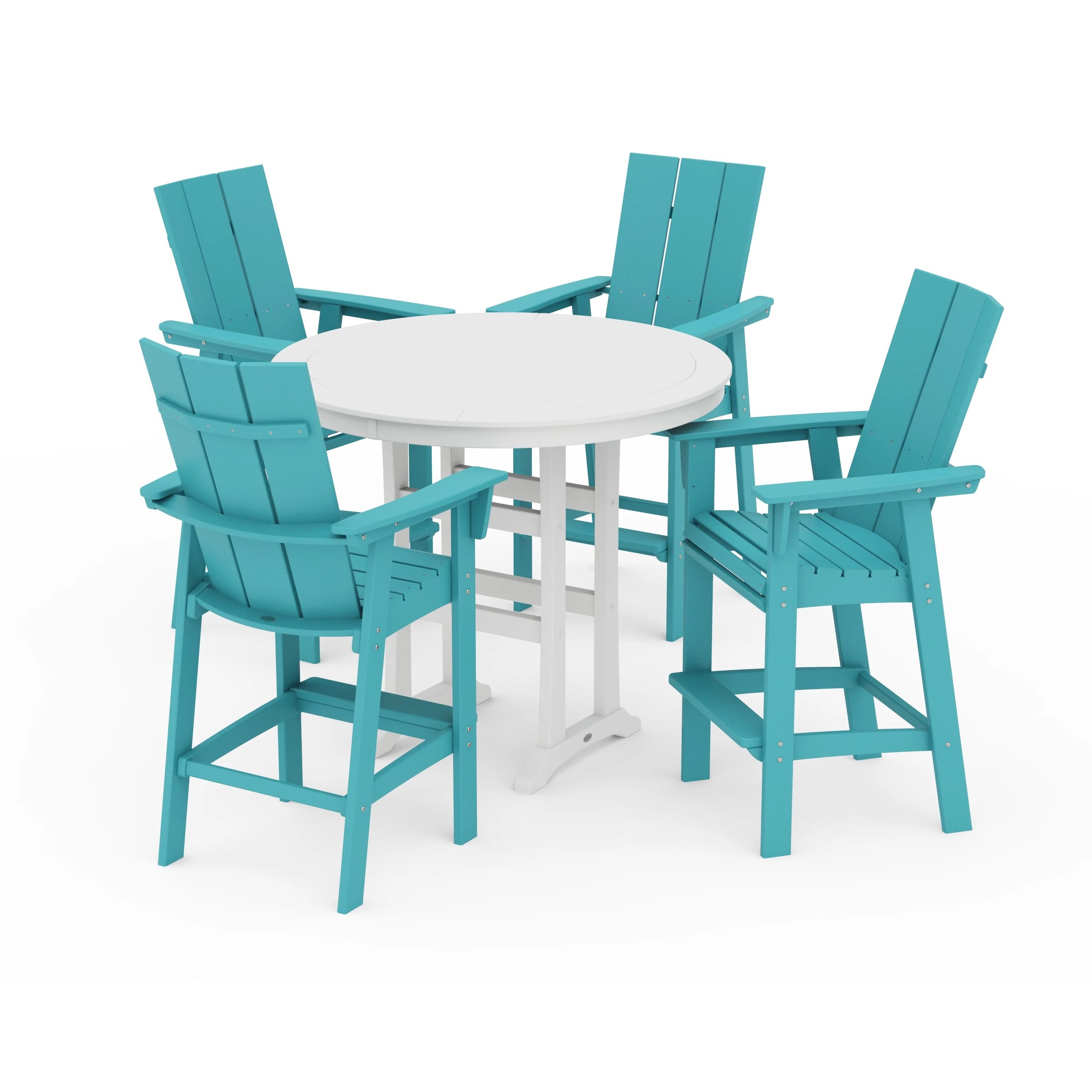 Modern Curveback Adirondack 5-Piece Nautical Trestle Bar Set - Image 22