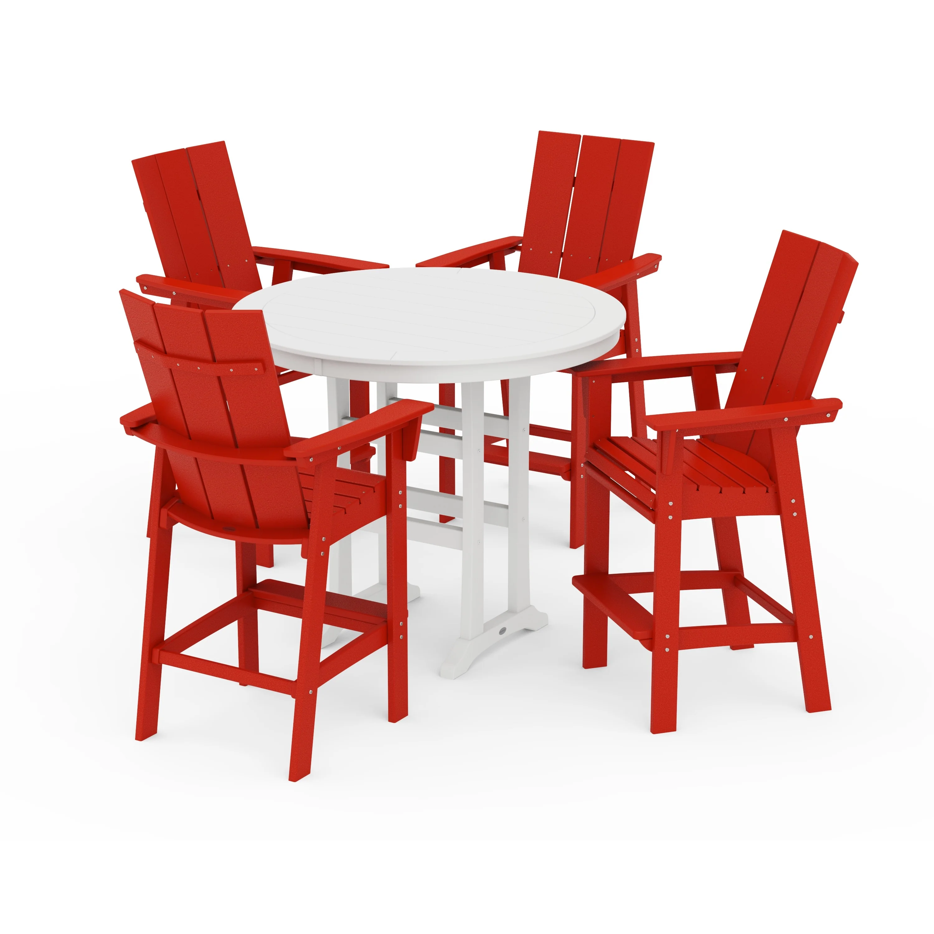 Modern Curveback Adirondack 5-Piece Nautical Trestle Bar Set - Image 4