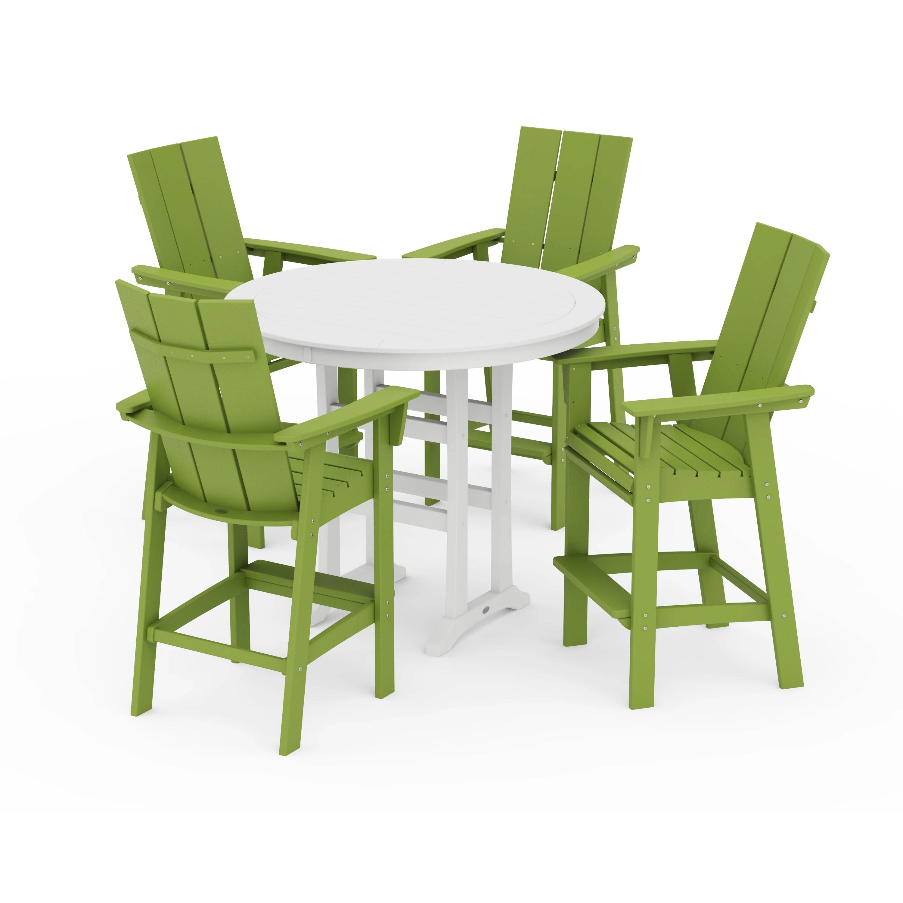 Modern Curveback Adirondack 5-Piece Nautical Trestle Bar Set - Image 5