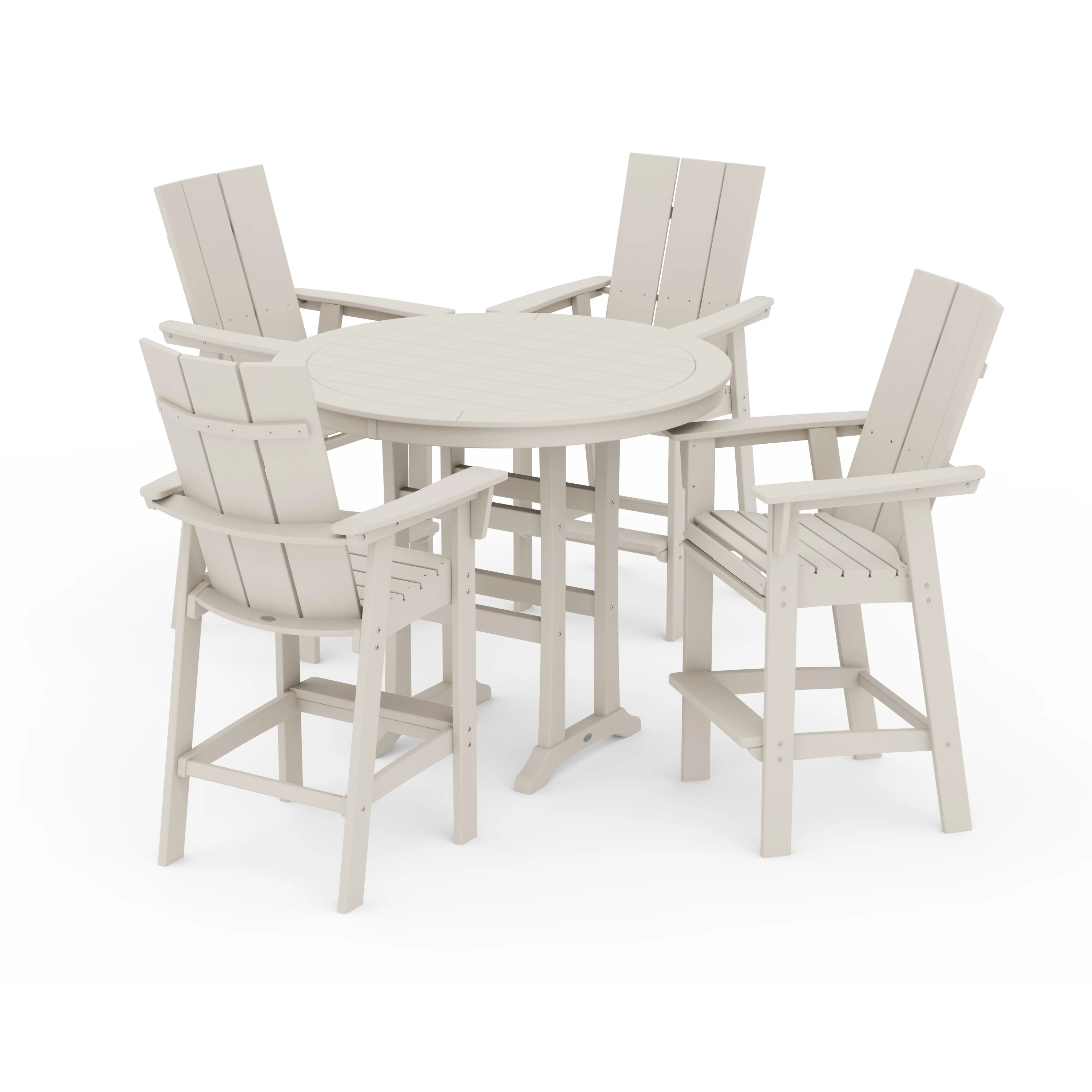 Modern Curveback Adirondack 5-Piece Nautical Trestle Bar Set - Image 9