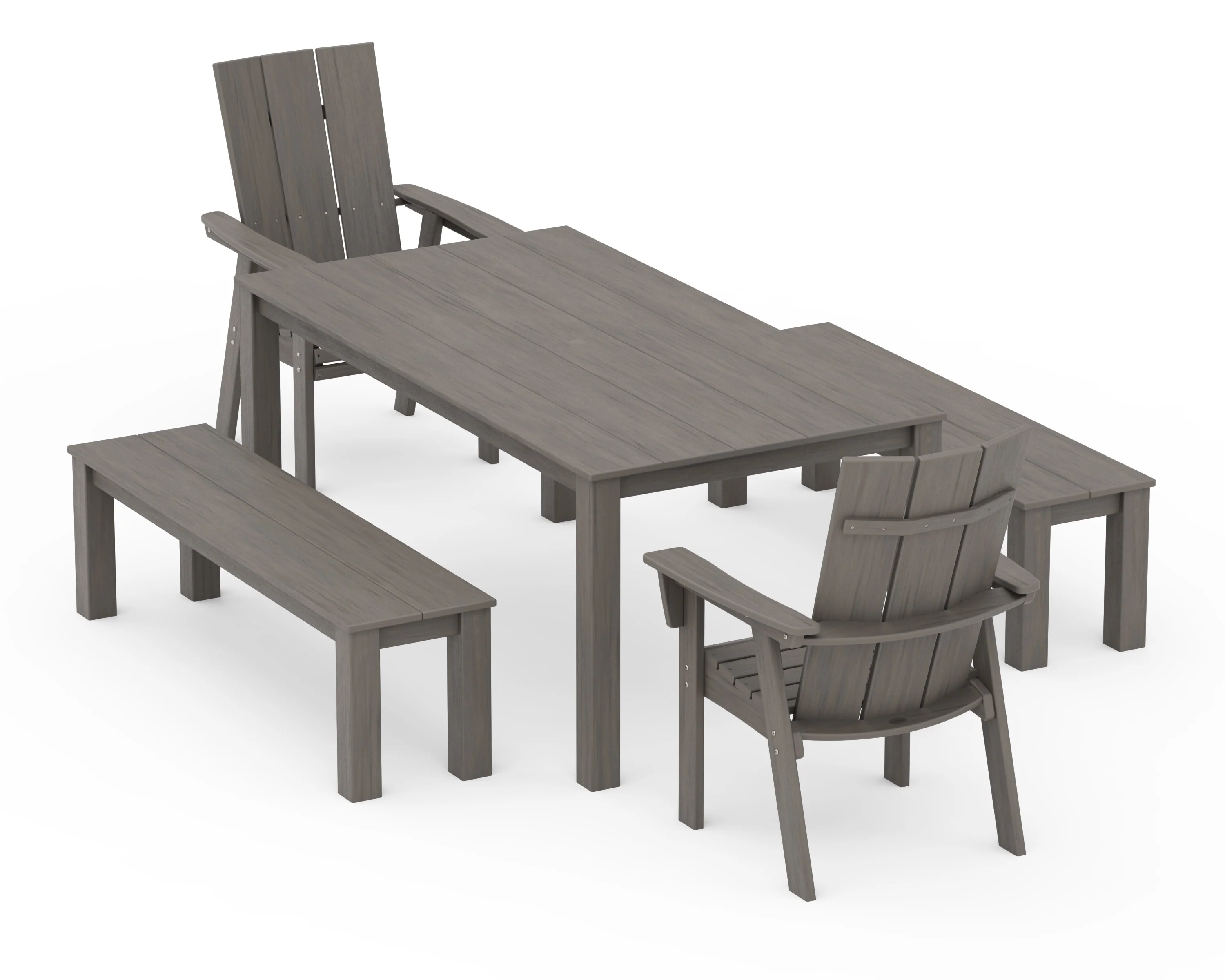 Modern Curveback Adirondack 5-Piece Parsons Dining Set with Benches - Image 10