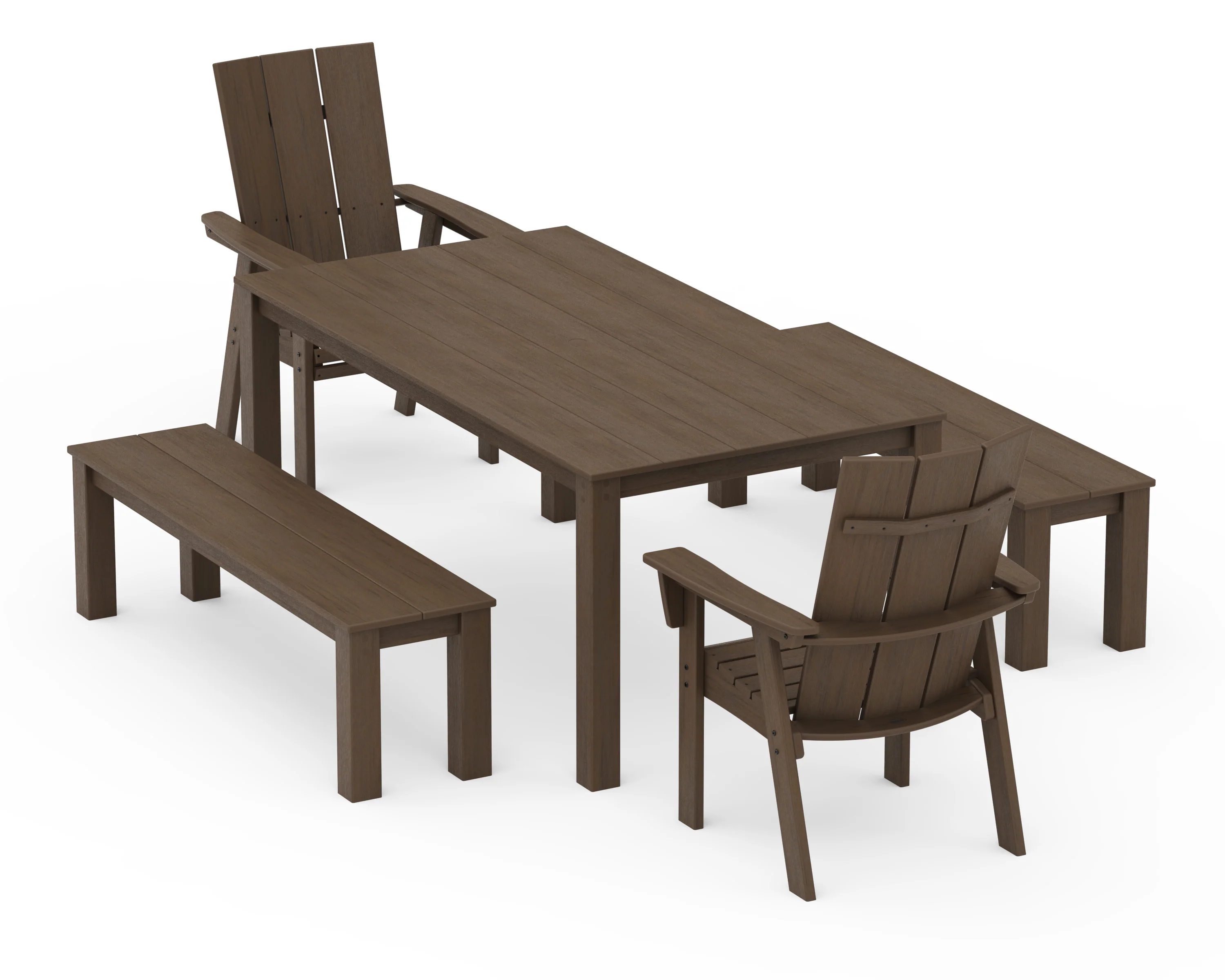 Modern Curveback Adirondack 5-Piece Parsons Dining Set with Benches - Image 11