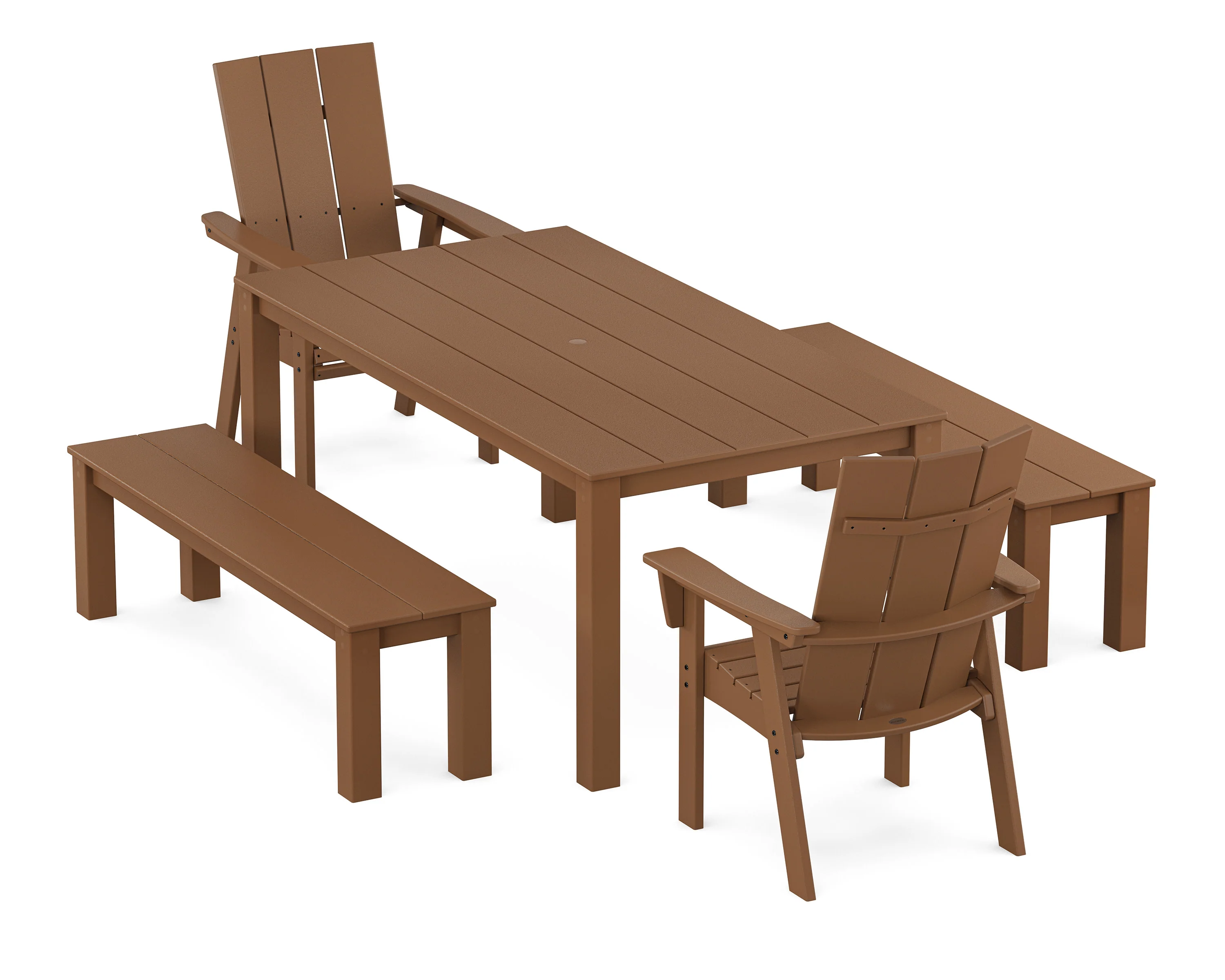 Modern Curveback Adirondack 5-Piece Parsons Dining Set with Benches - Image 7