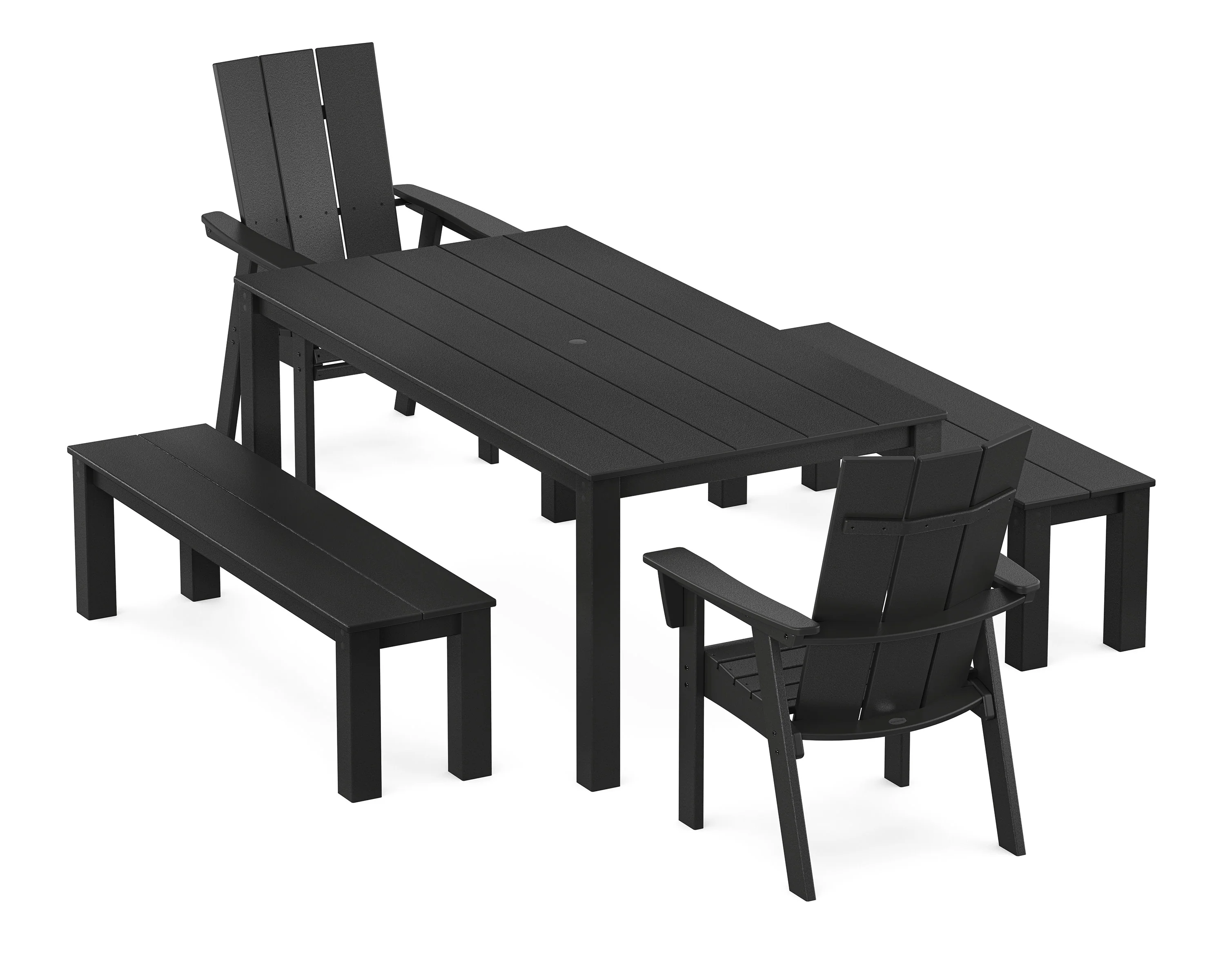 Modern Curveback Adirondack 5-Piece Parsons Dining Set with Benches - Image 9