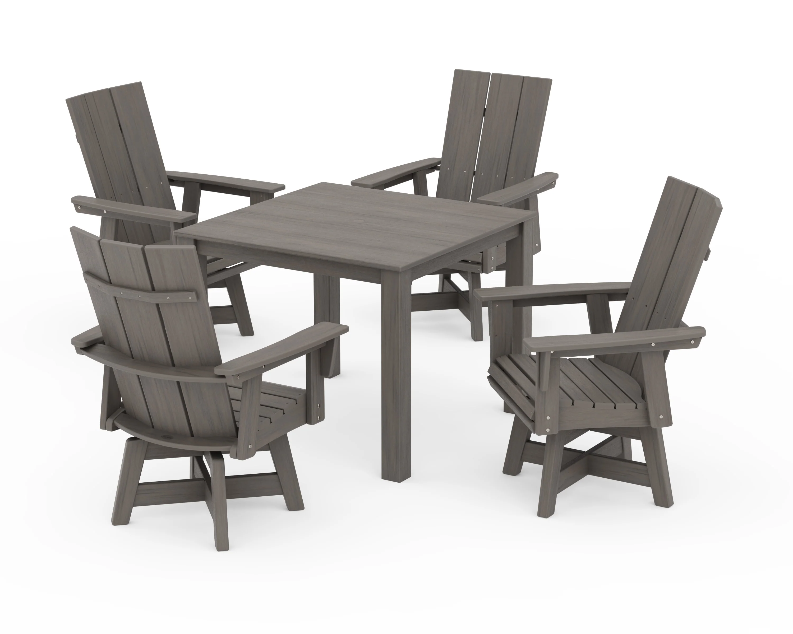 Modern Curveback Adirondack 5-Piece Parsons Swivel Dining Set - Image 10