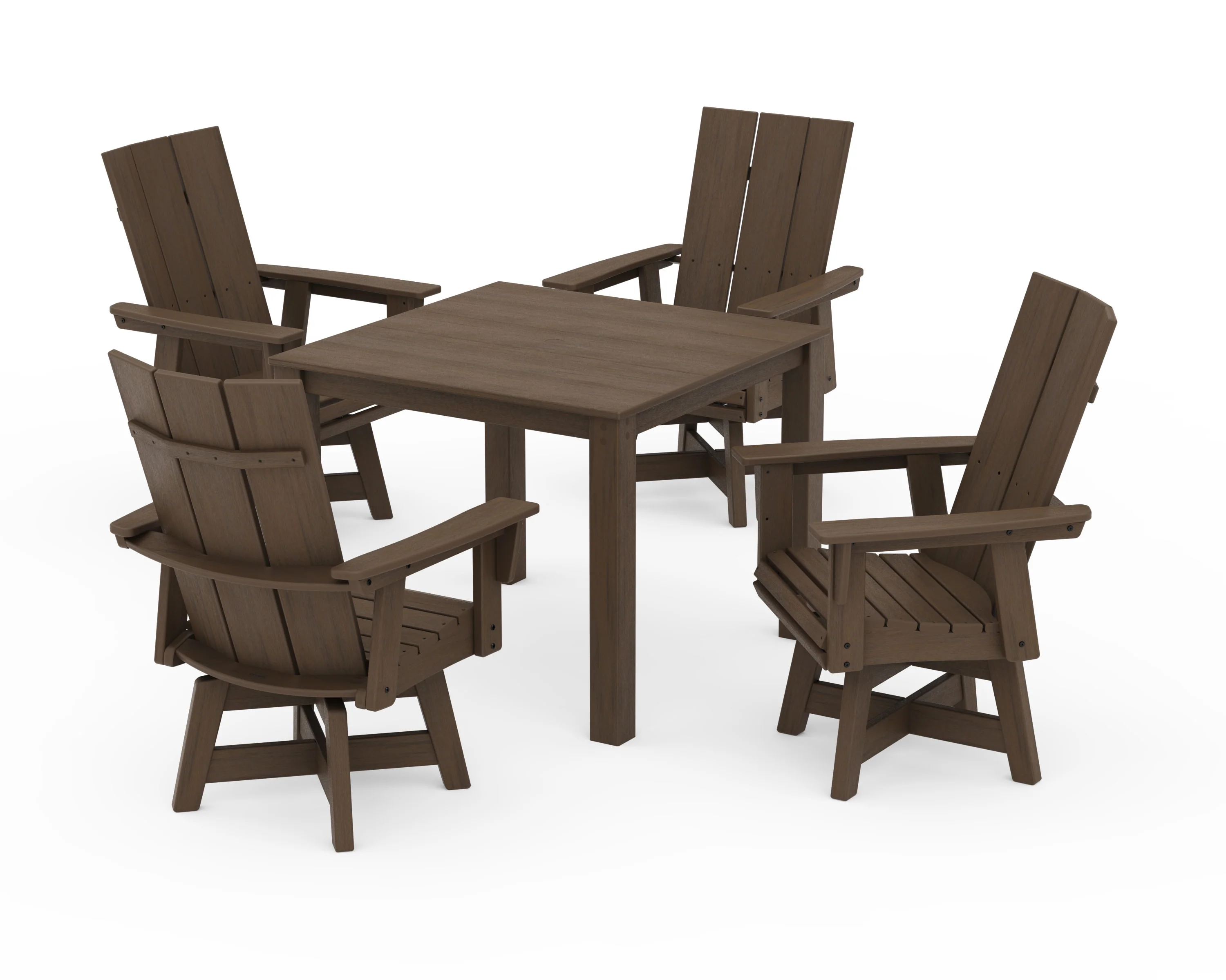 Modern Curveback Adirondack 5-Piece Parsons Swivel Dining Set - Image 11