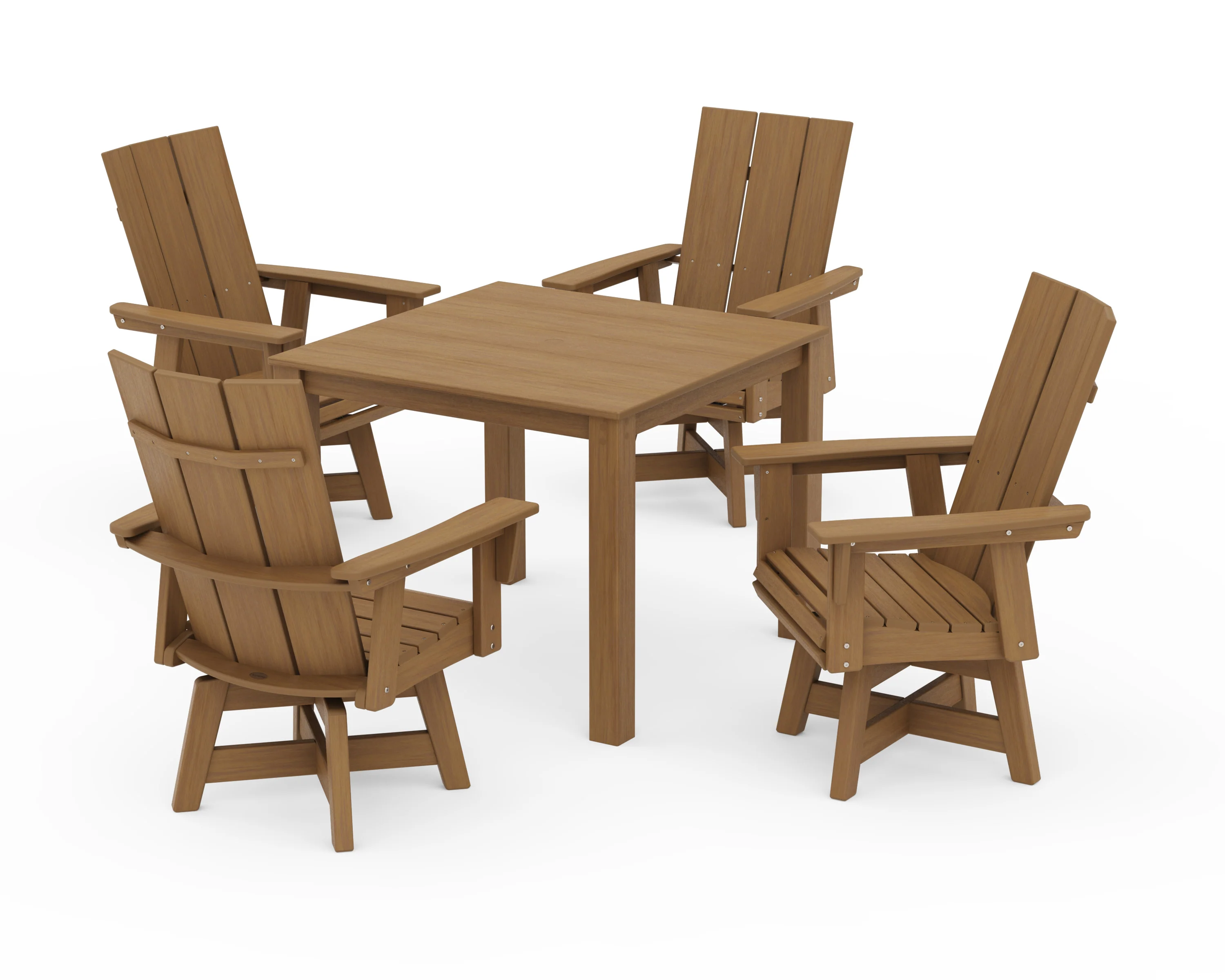 Modern Curveback Adirondack 5-Piece Parsons Swivel Dining Set - Image 12
