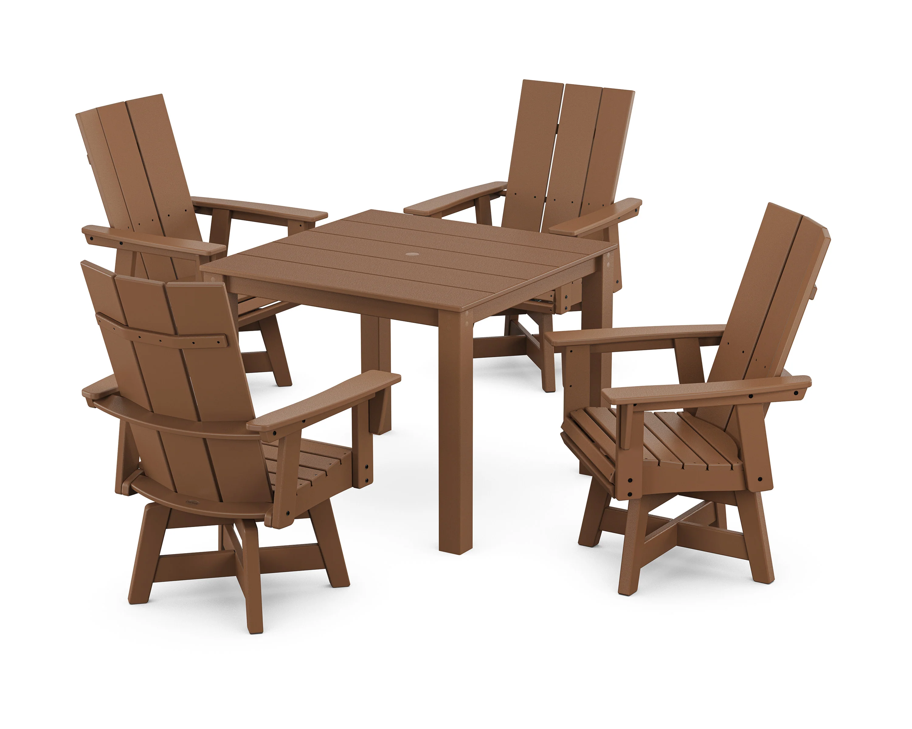 Modern Curveback Adirondack 5-Piece Parsons Swivel Dining Set - Image 4