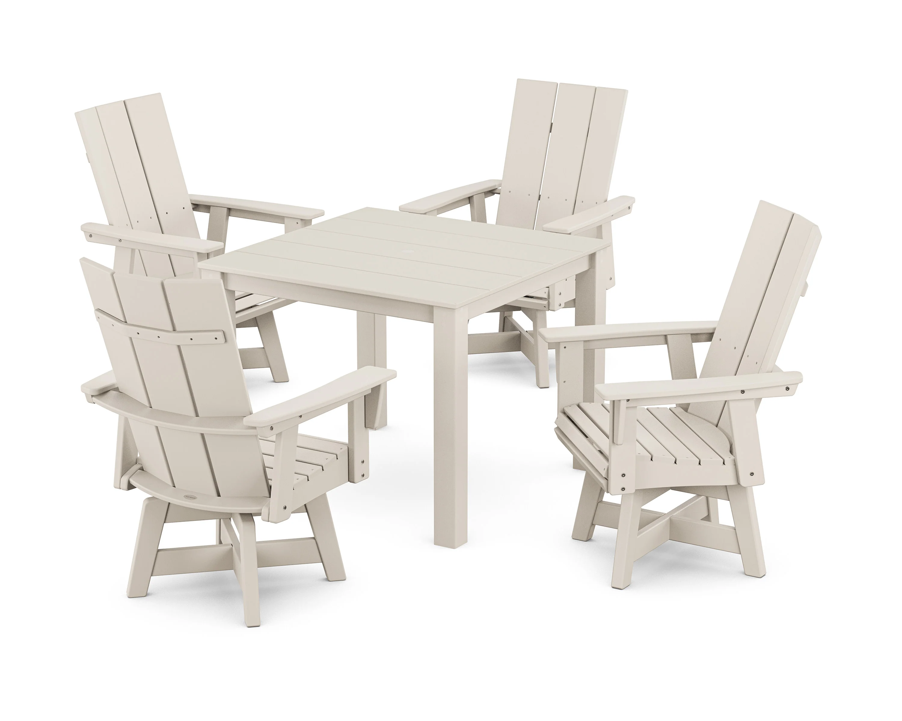 Modern Curveback Adirondack 5-Piece Parsons Swivel Dining Set - Image 5