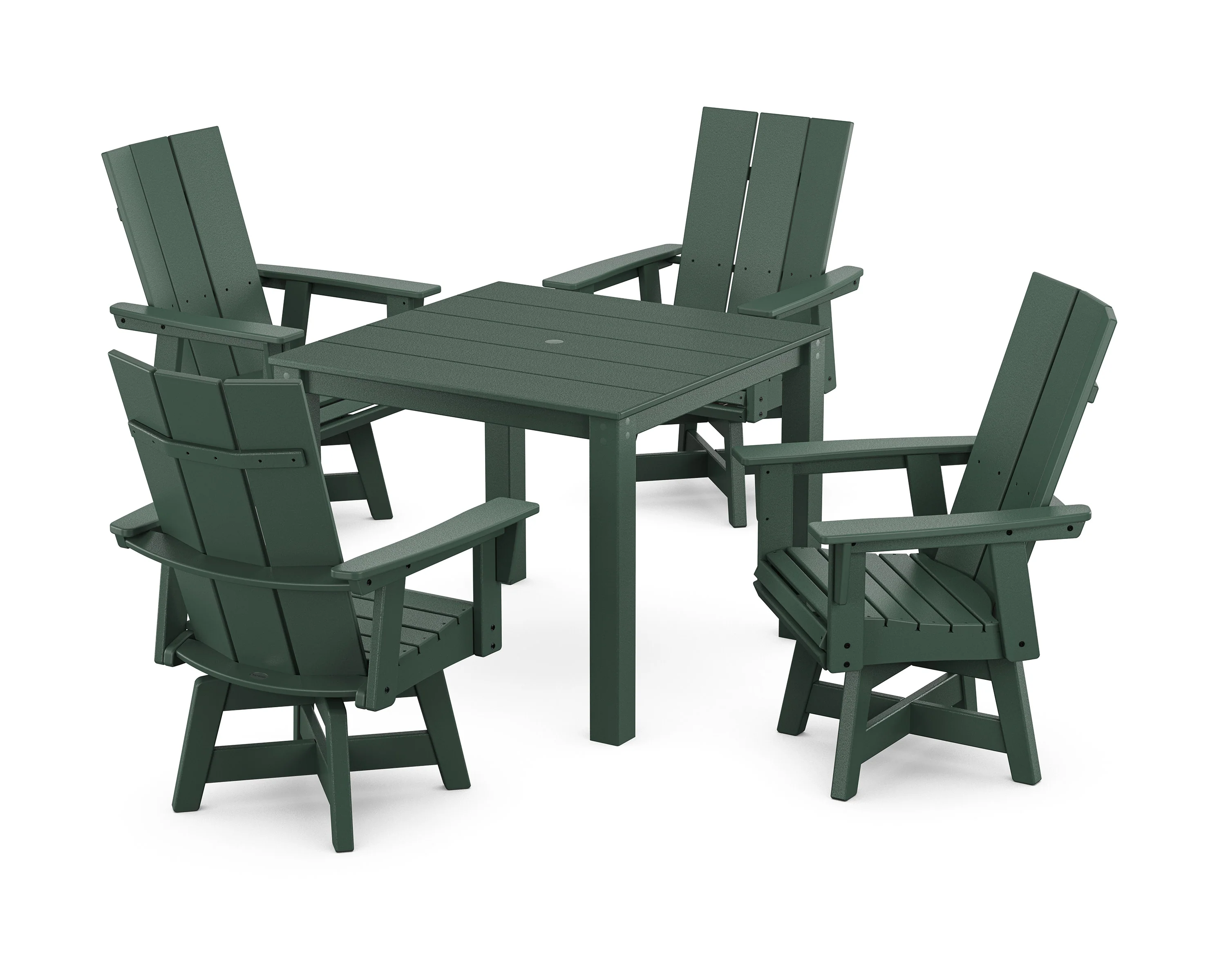 Modern Curveback Adirondack 5-Piece Parsons Swivel Dining Set - Image 6