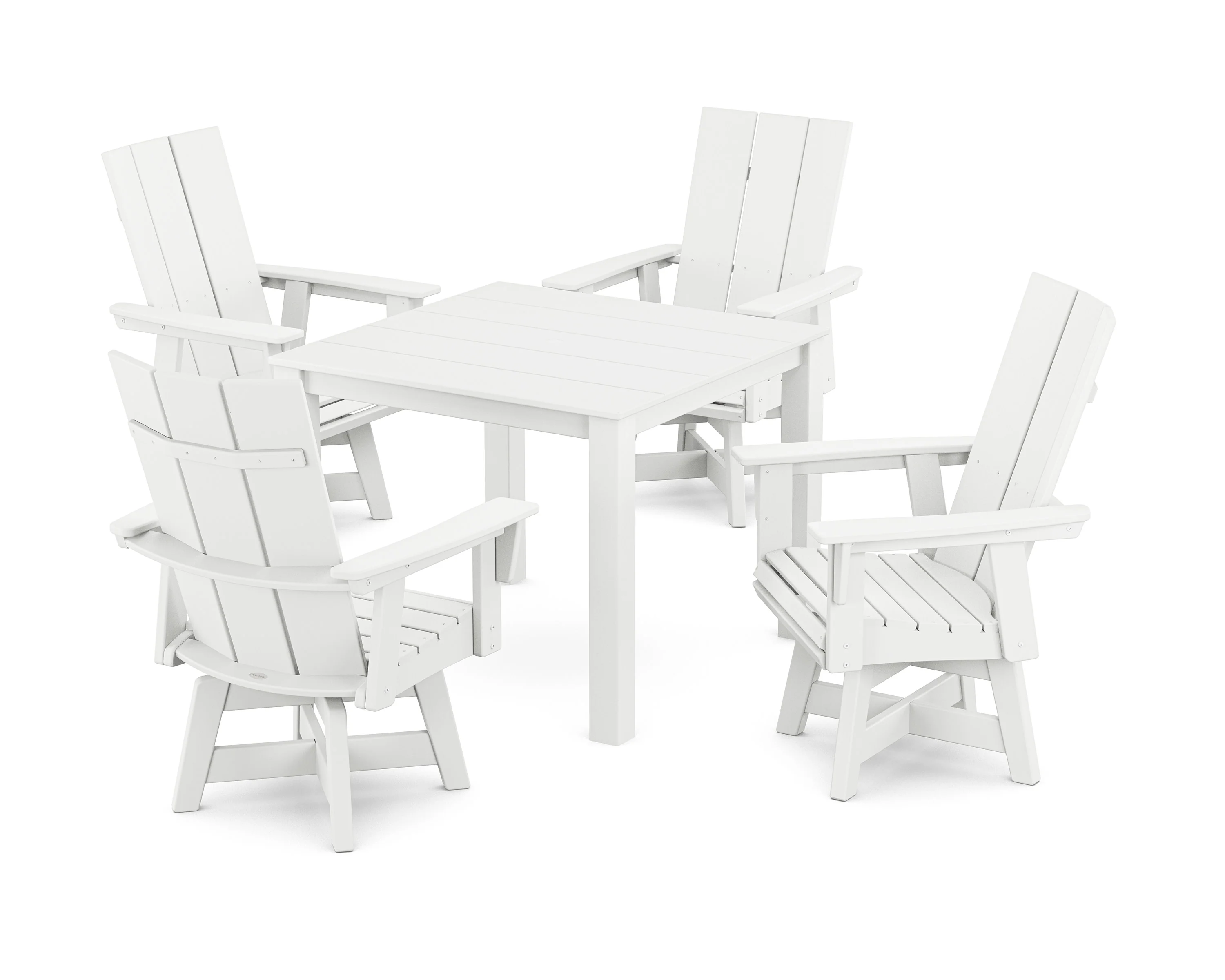 Modern Curveback Adirondack 5-Piece Parsons Swivel Dining Set - Image 7