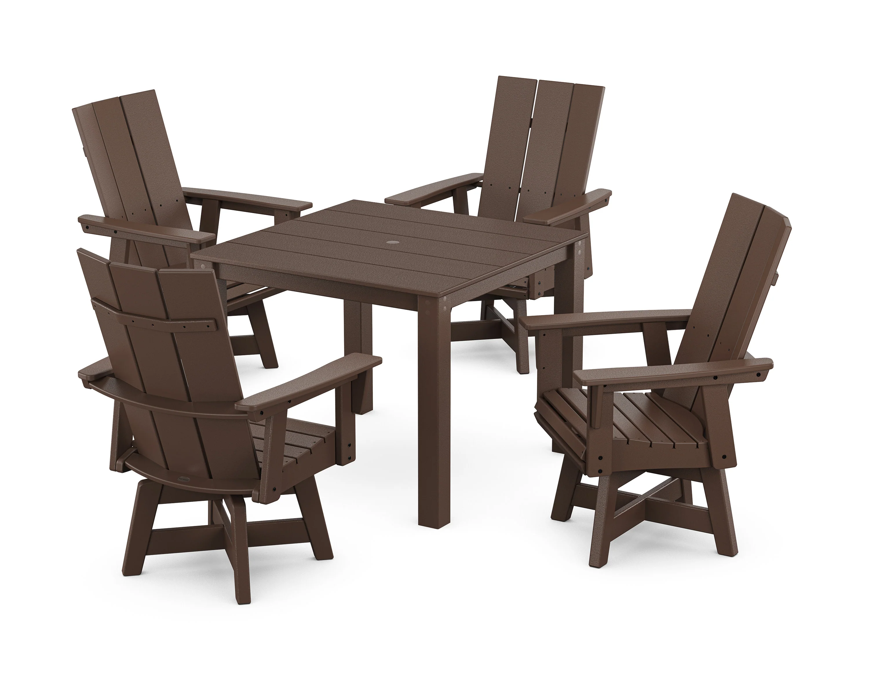 Modern Curveback Adirondack 5-Piece Parsons Swivel Dining Set - Image 8