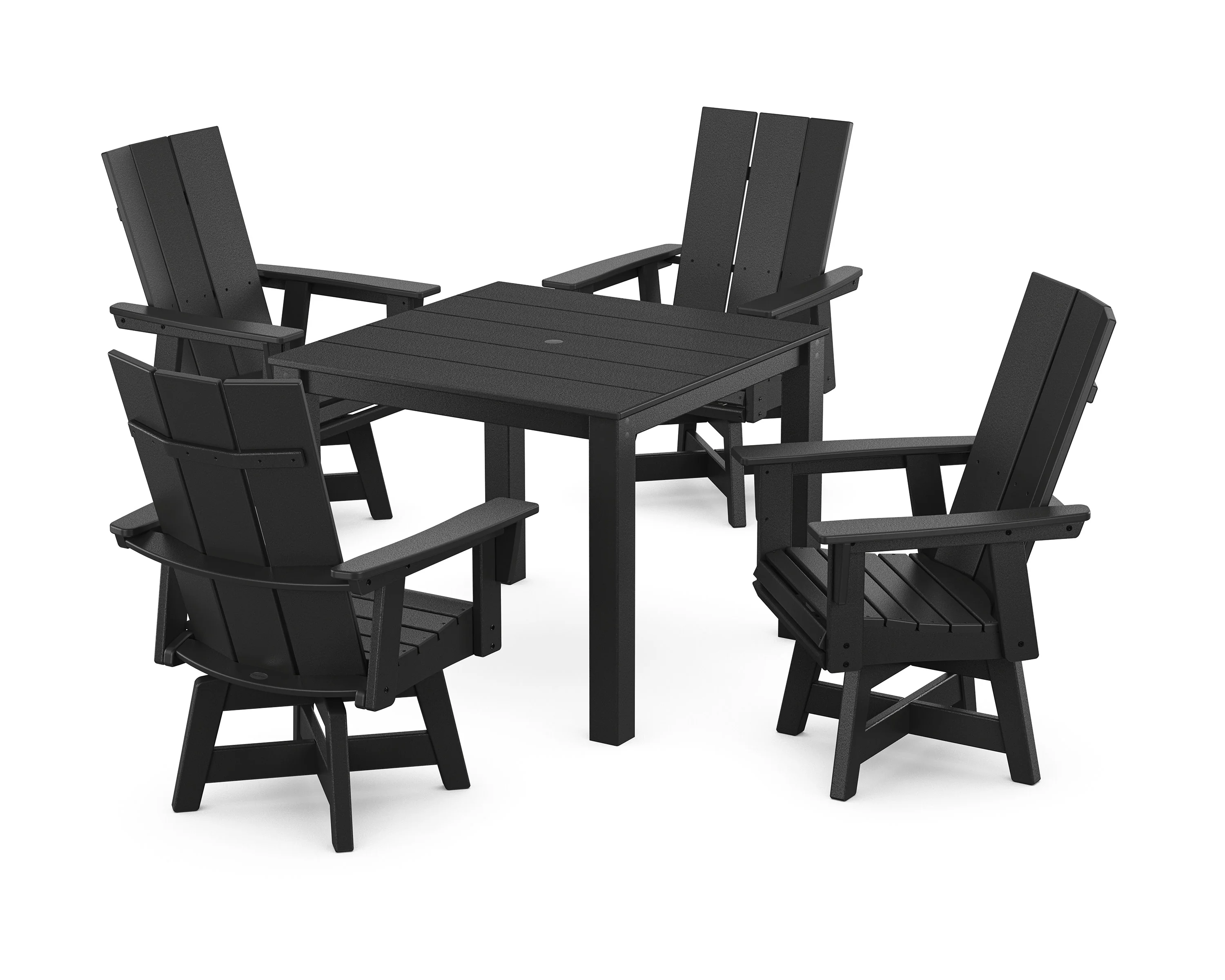 Modern Curveback Adirondack 5-Piece Parsons Swivel Dining Set - Image 9