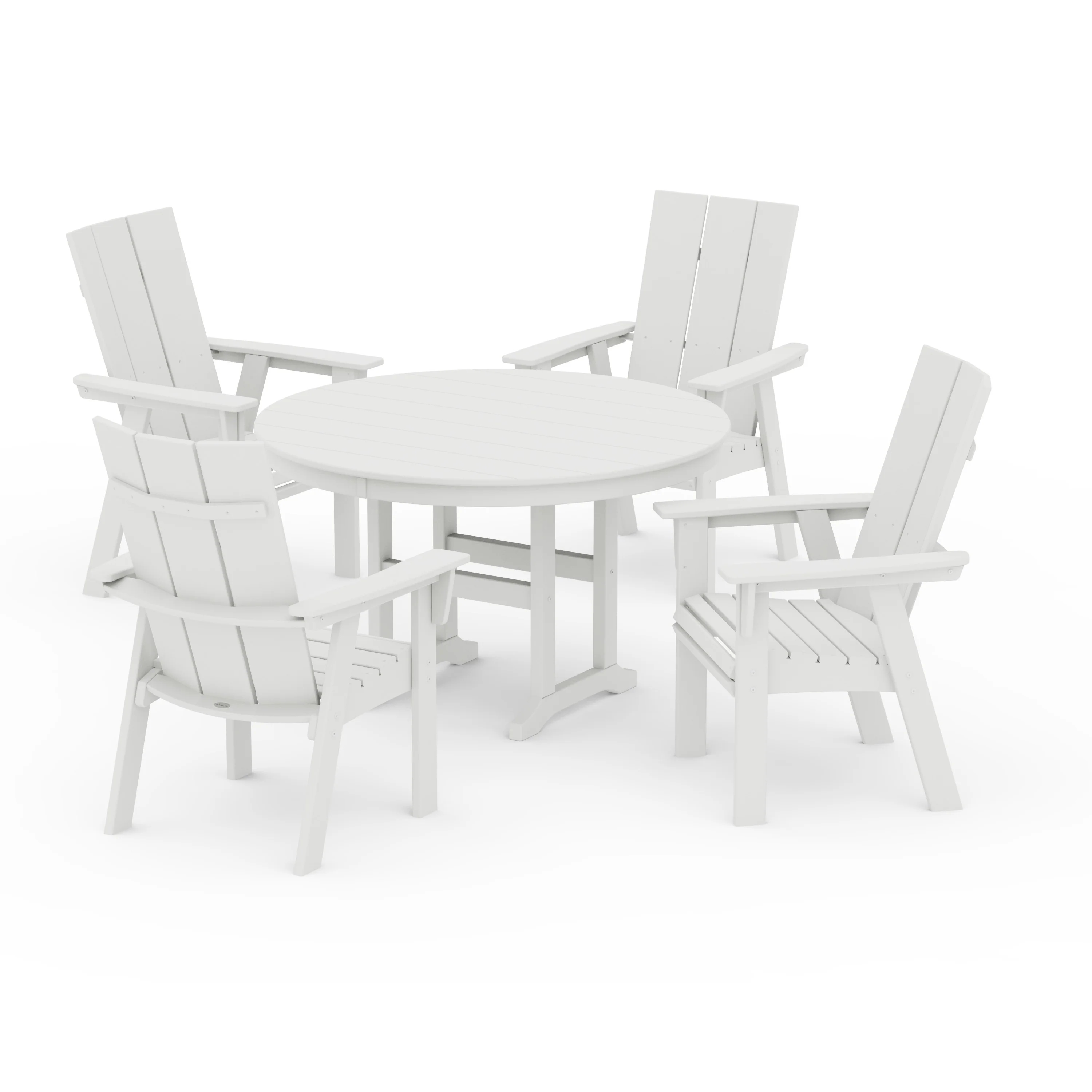 Modern Curveback Adirondack 5-Piece Round Farmhouse Dining Set - Image 10