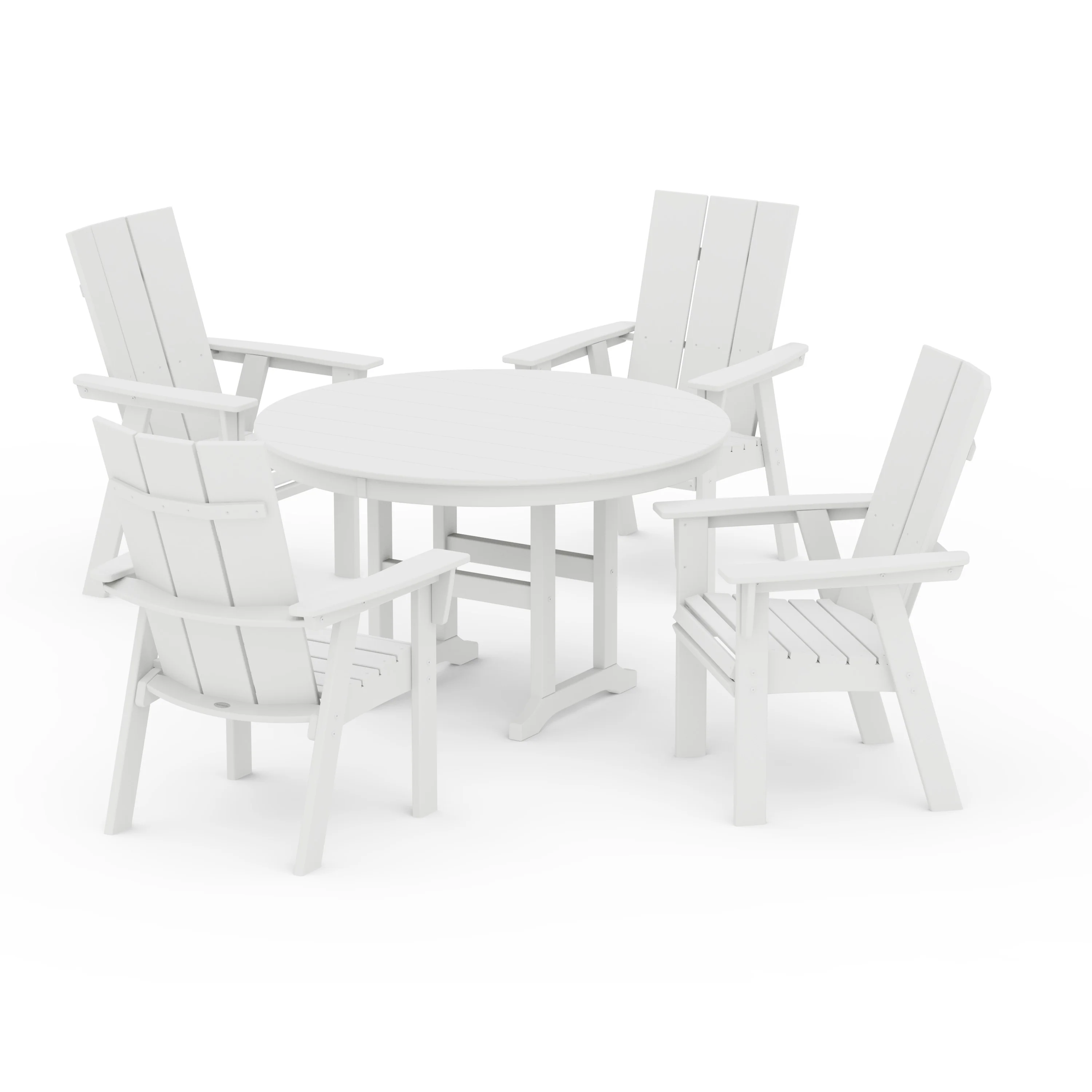 Modern Curveback Adirondack 5-Piece Round Farmhouse Dining Set - Image 12