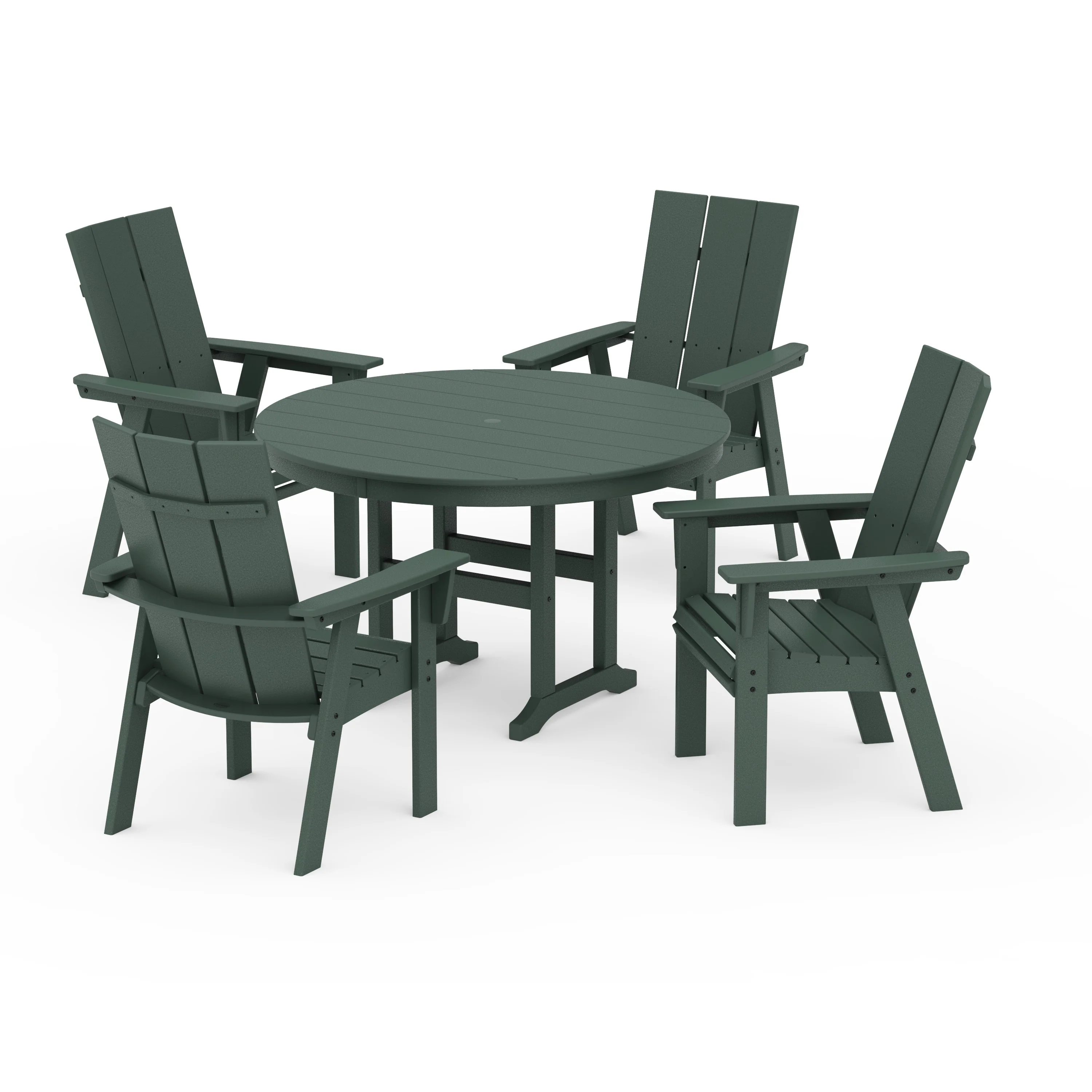 Modern Curveback Adirondack 5-Piece Round Farmhouse Dining Set - Image 5