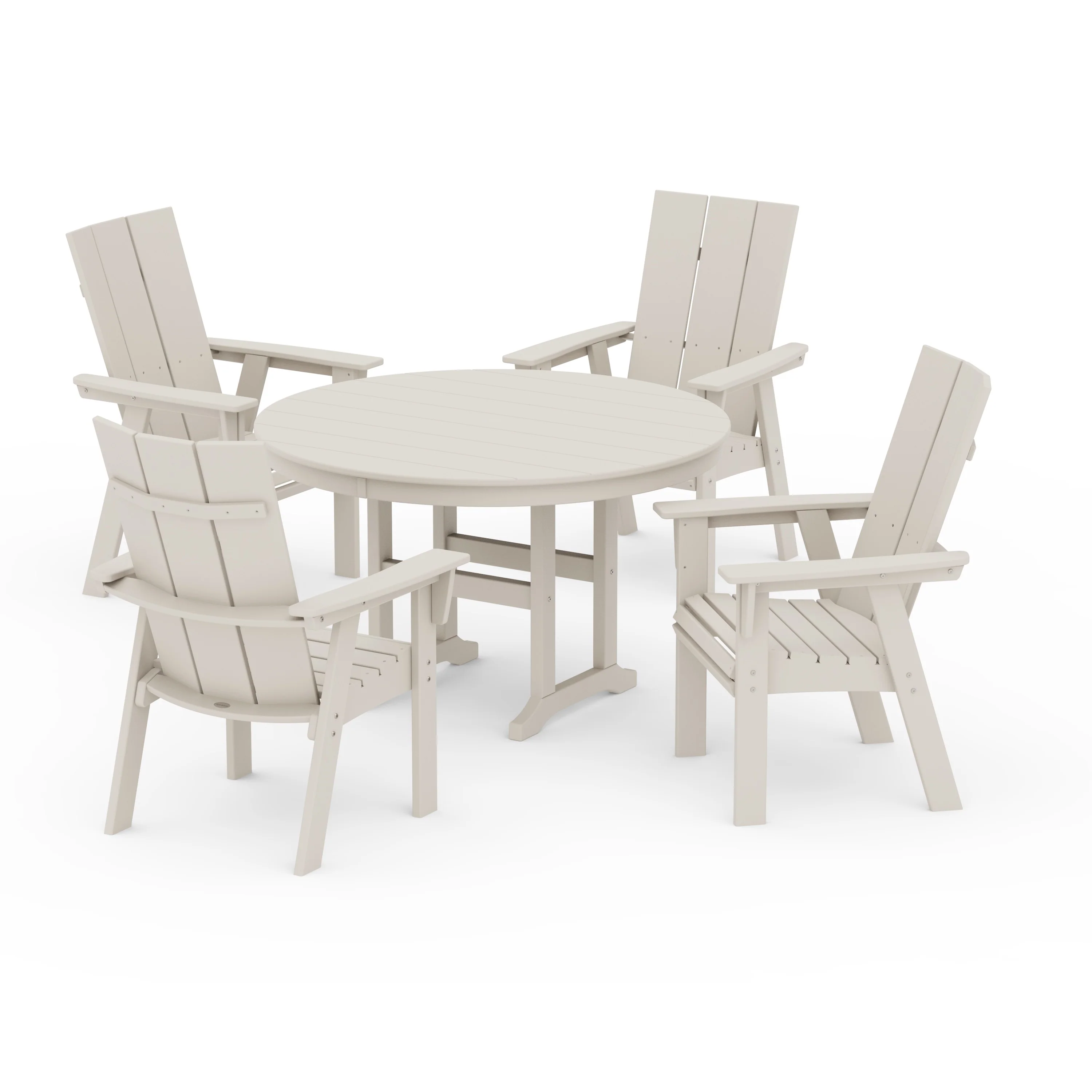 Modern Curveback Adirondack 5-Piece Round Farmhouse Dining Set - Image 8