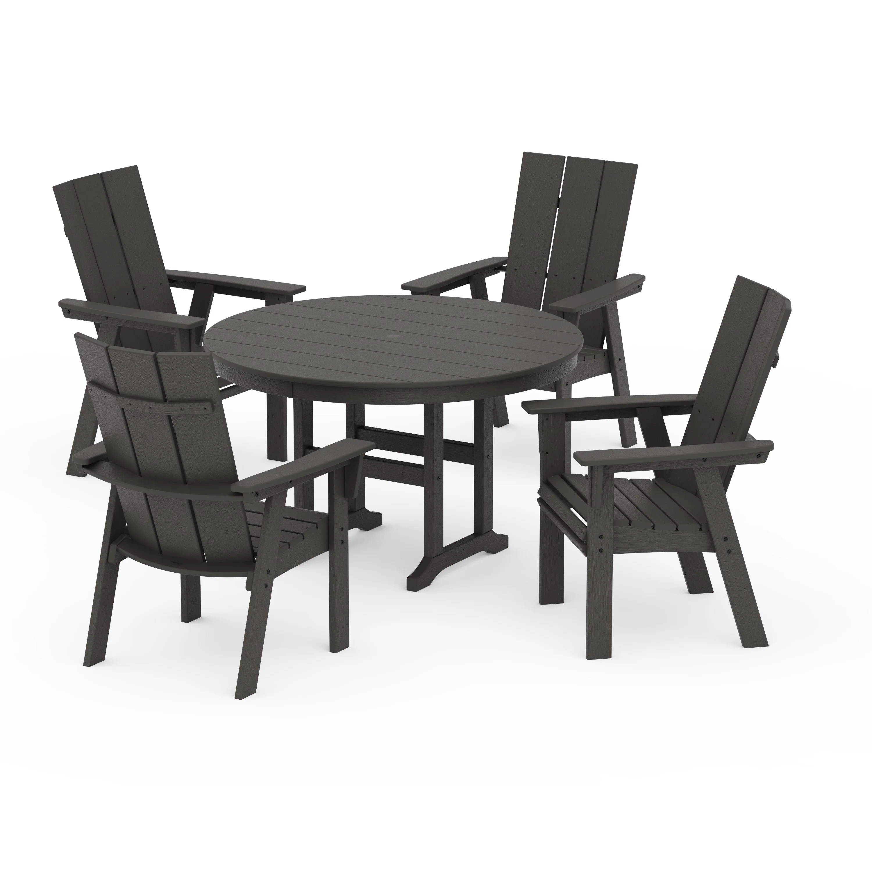 Modern Curveback Adirondack 5-Piece Round Farmhouse Dining Set - Image 9