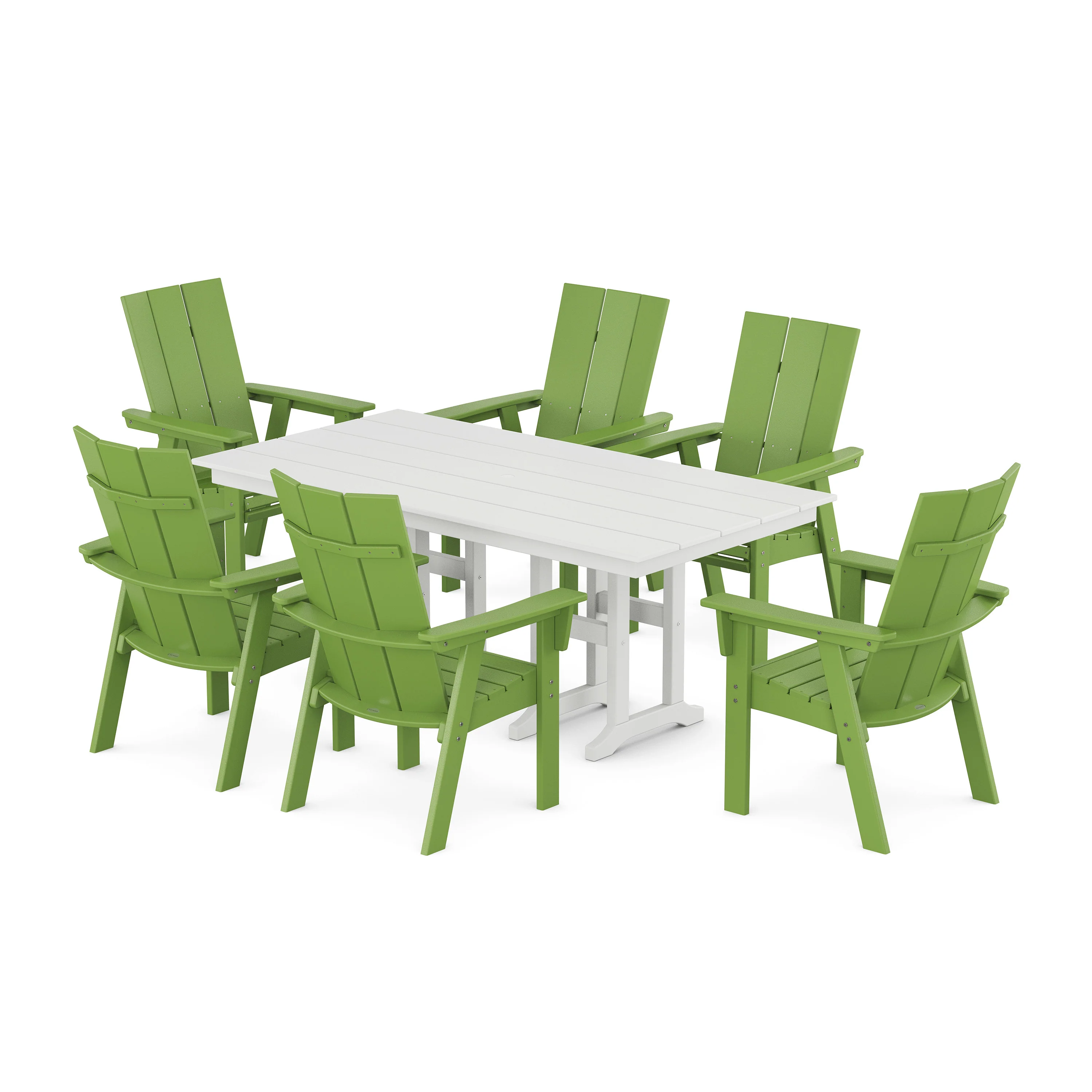 Modern Curveback Adirondack 7-Piece Farmhouse Dining Set - Image 11