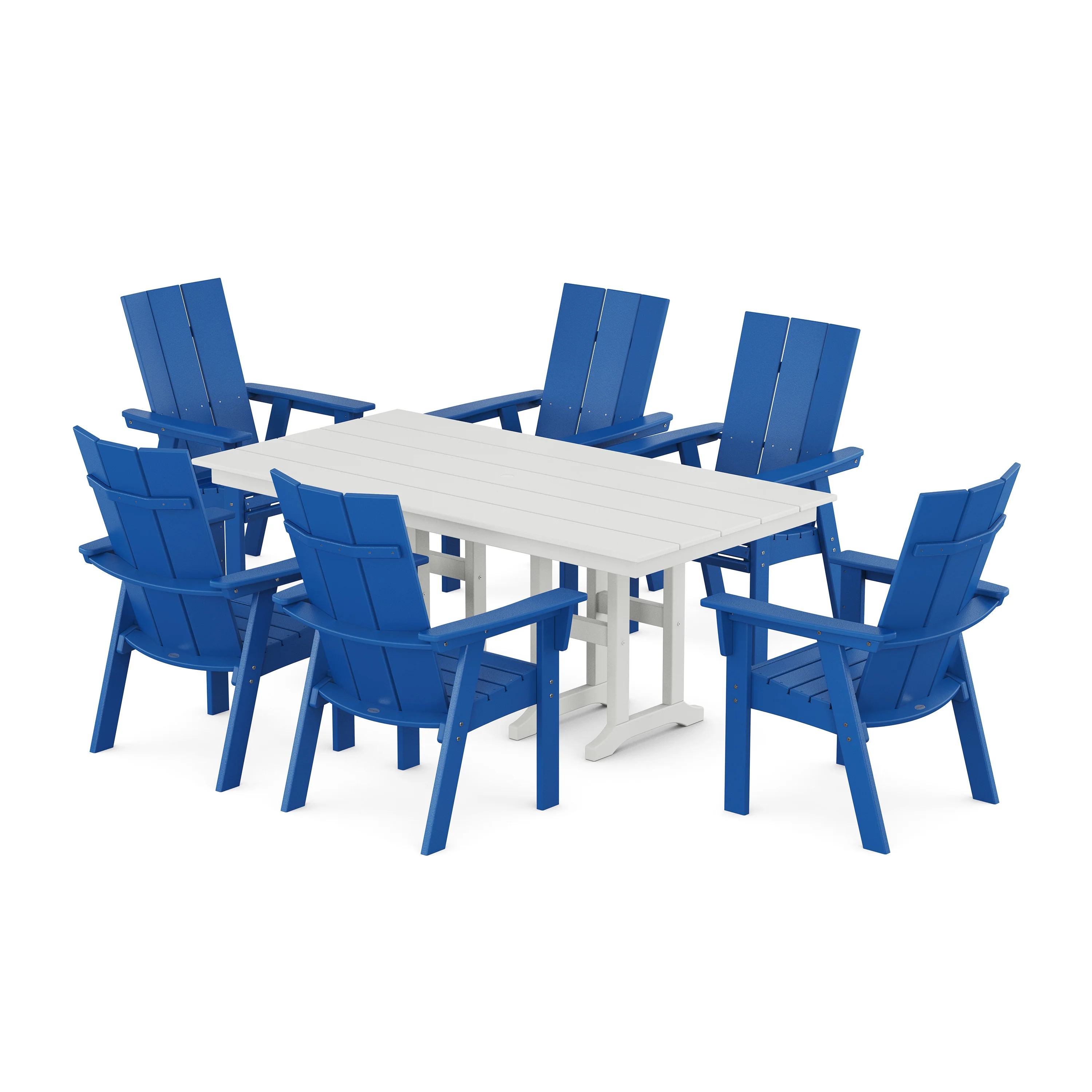 Modern Curveback Adirondack 7-Piece Farmhouse Dining Set - Image 12