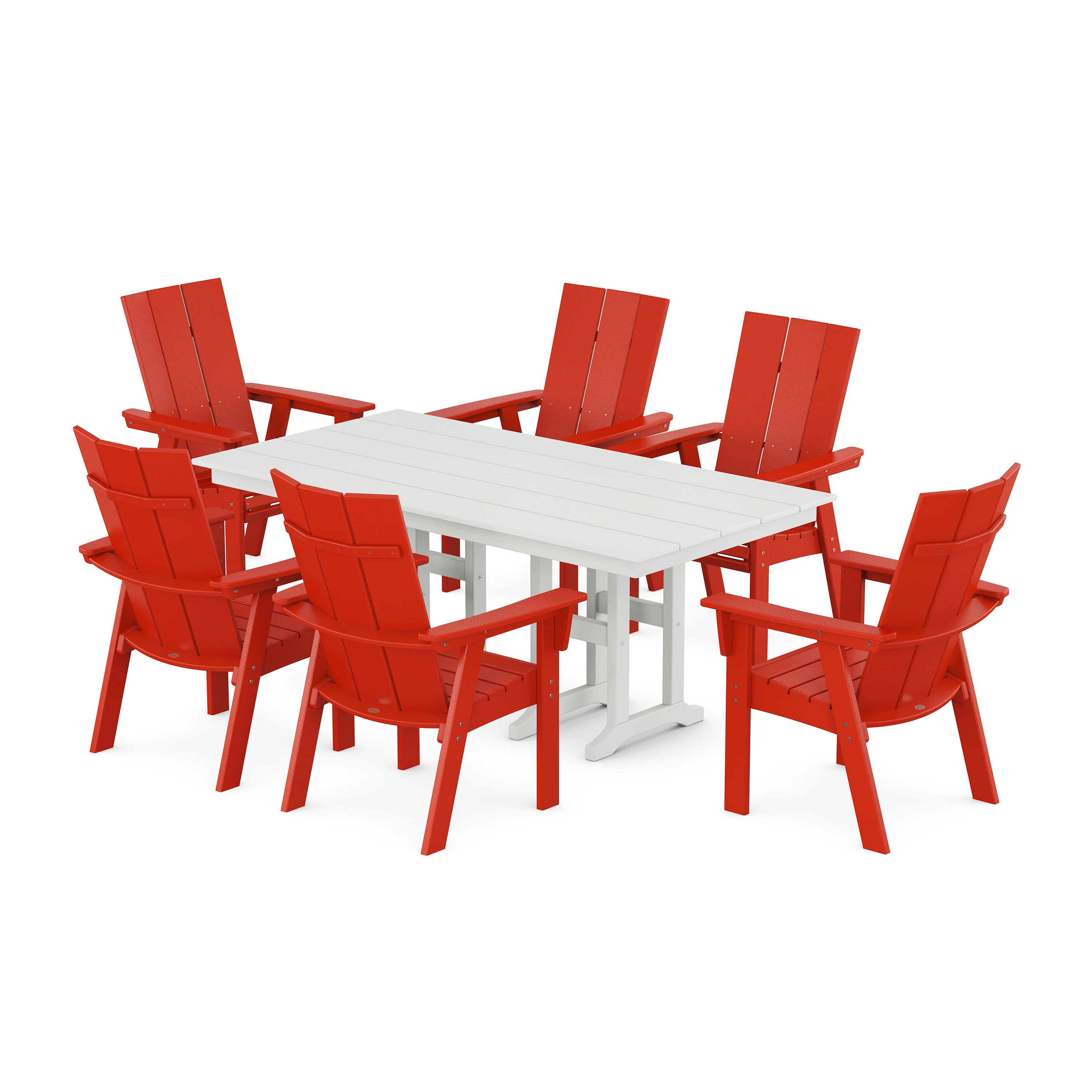Modern Curveback Adirondack 7-Piece Farmhouse Dining Set - Image 13