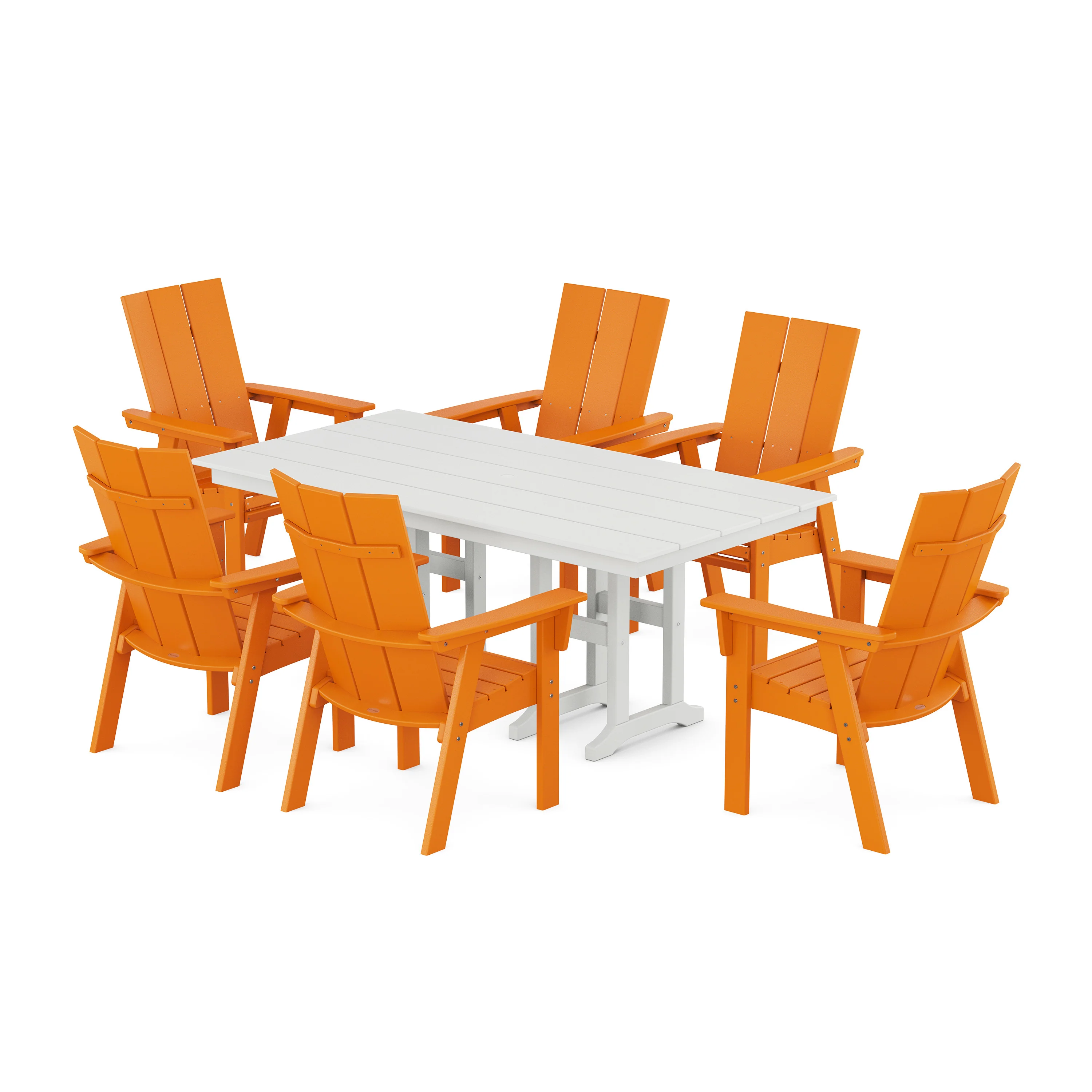 Modern Curveback Adirondack 7-Piece Farmhouse Dining Set - Image 14