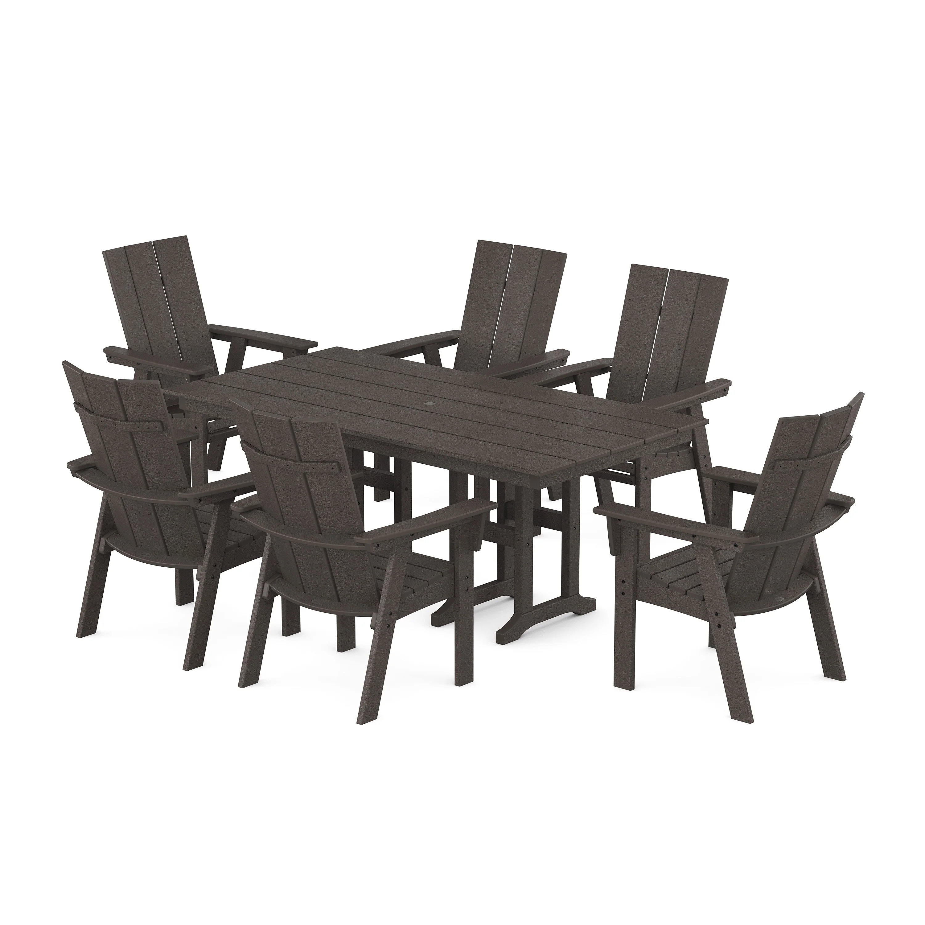 Modern Curveback Adirondack 7-Piece Farmhouse Dining Set - Image 15
