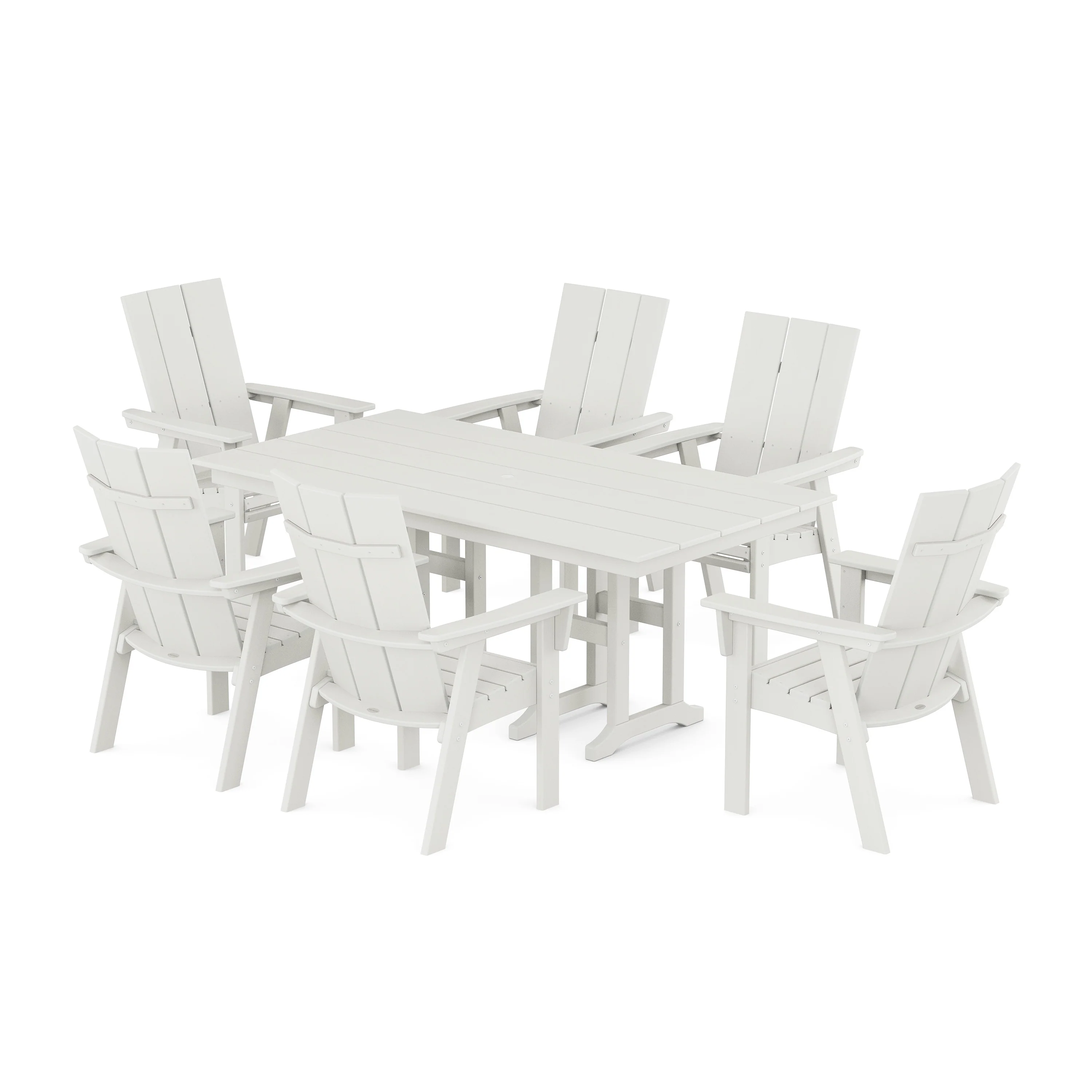 Modern Curveback Adirondack 7-Piece Farmhouse Dining Set - Image 17