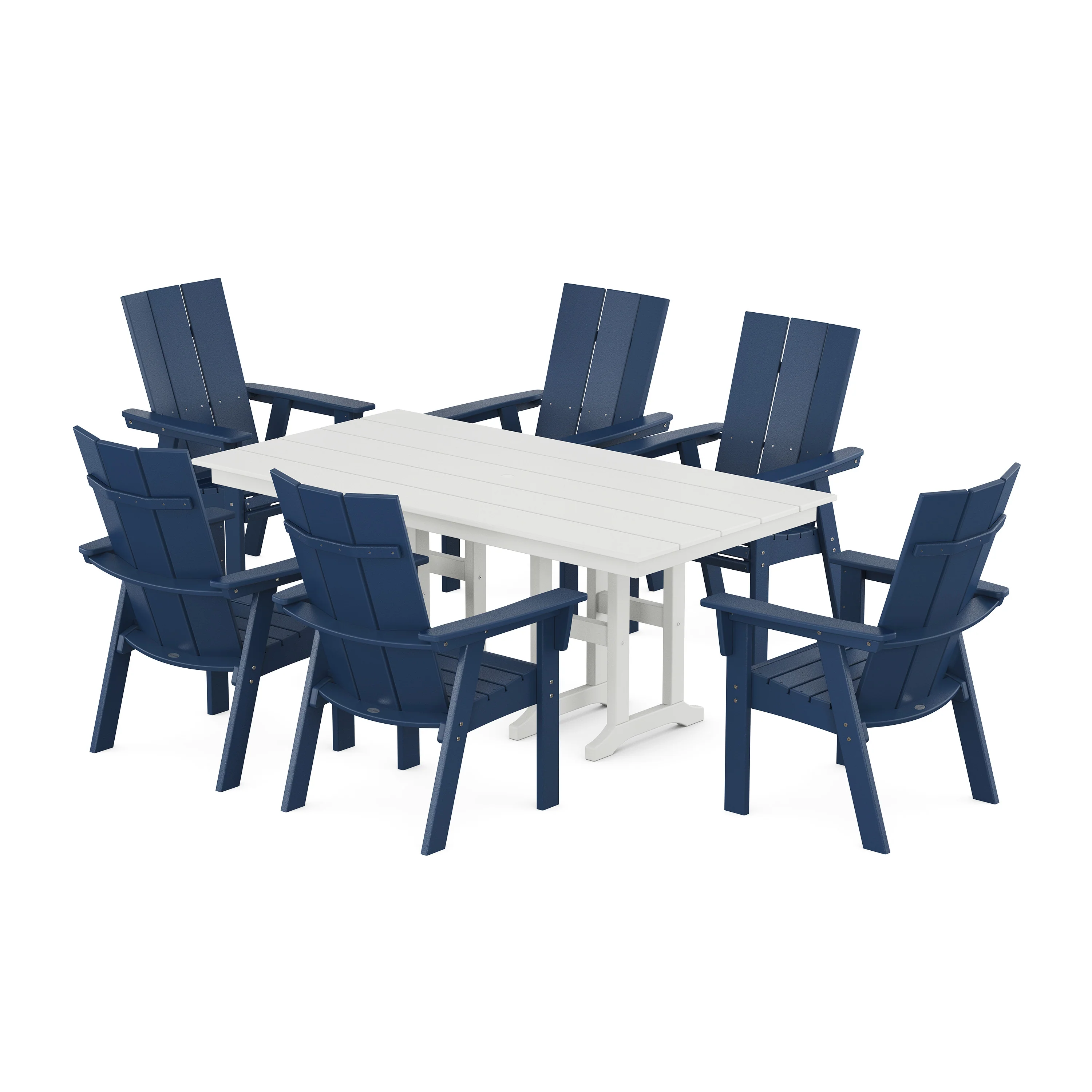 Modern Curveback Adirondack 7-Piece Farmhouse Dining Set - Image 18