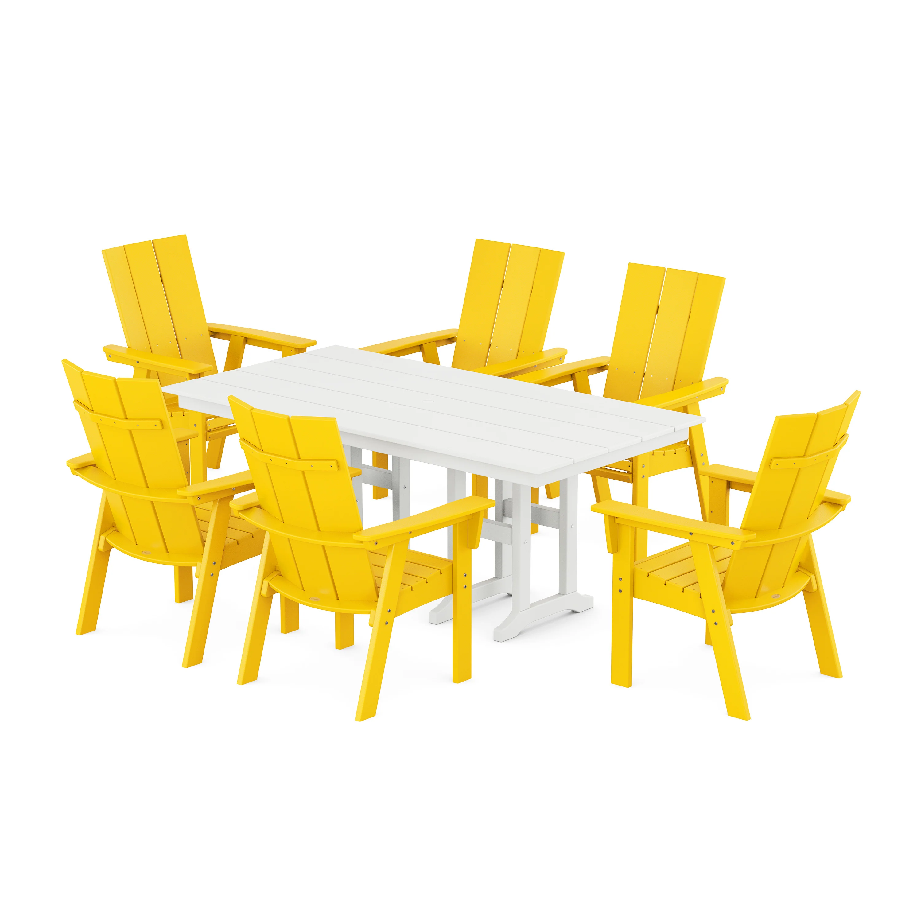 Modern Curveback Adirondack 7-Piece Farmhouse Dining Set - Image 19